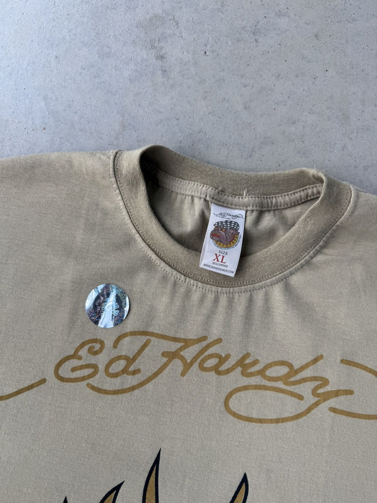Ed Hardy Vintage Y2K Ed Hardy Skull Tan T-Shirt Size US XL / EU 56 / 4 - 6 Thumbnail