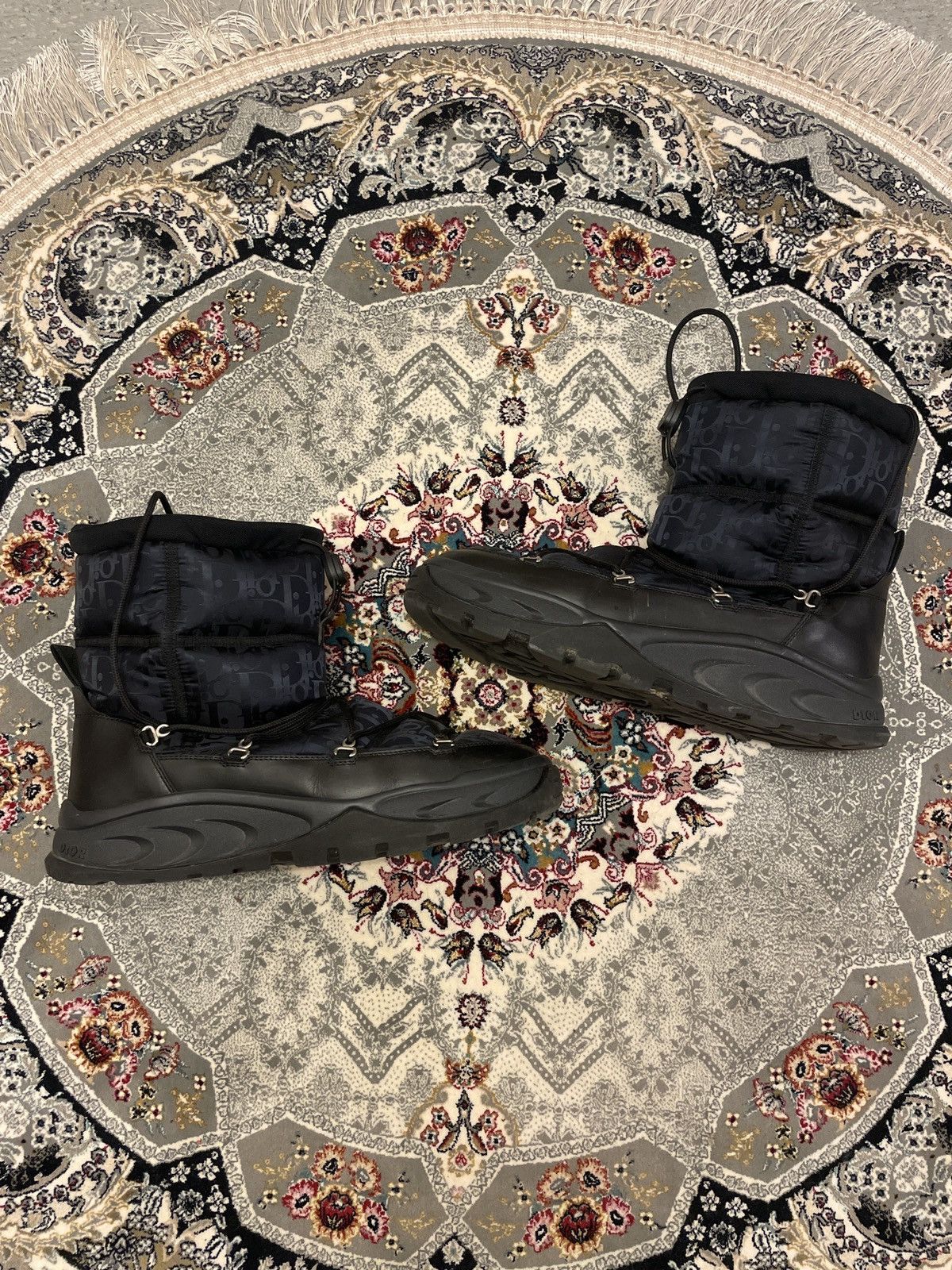 Dior Blue Black Oblique Snow Ankle Boots