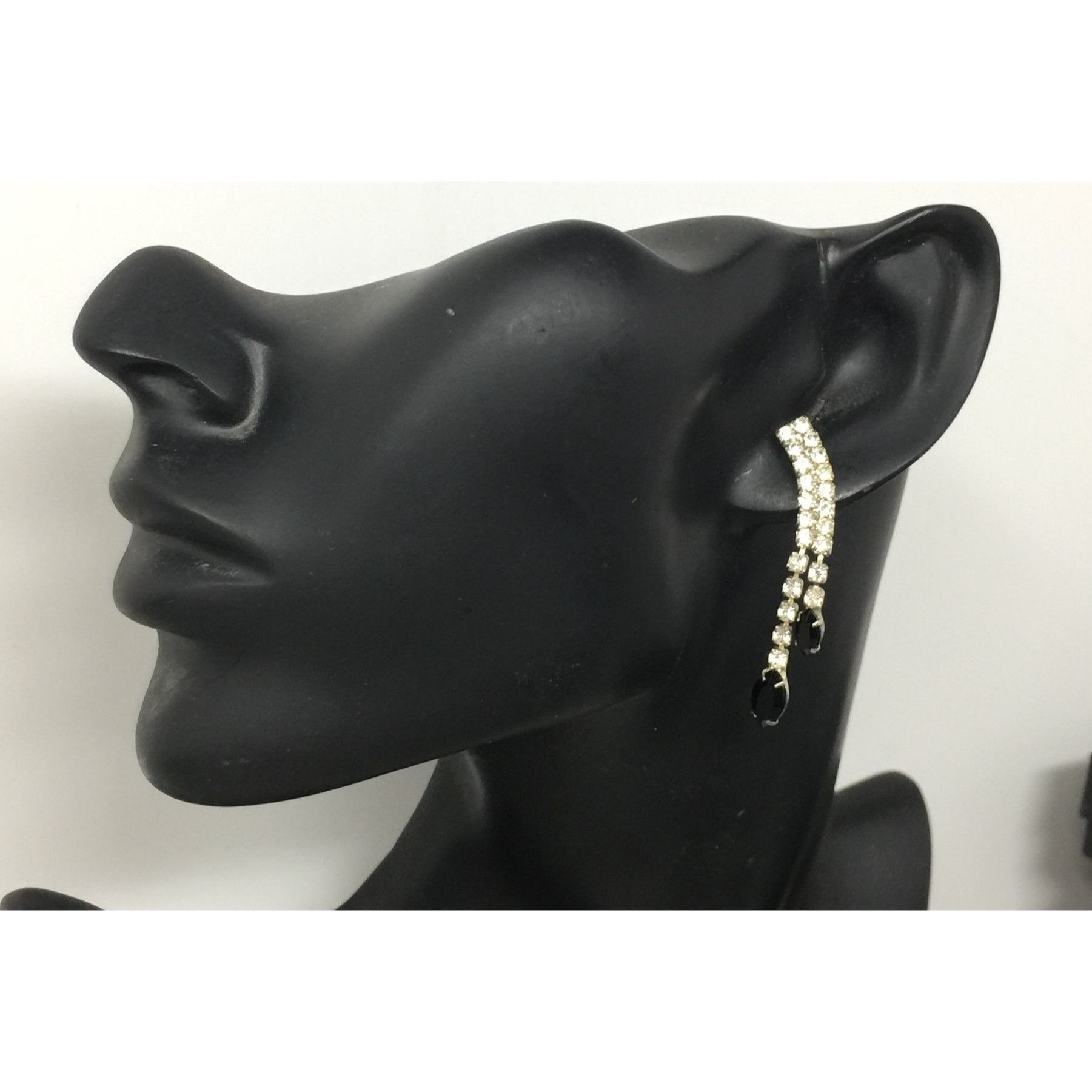 Other Women's Silver and Black Rhinestone Dangle Earrings Size ONE SIZE - 1 Thumbnail