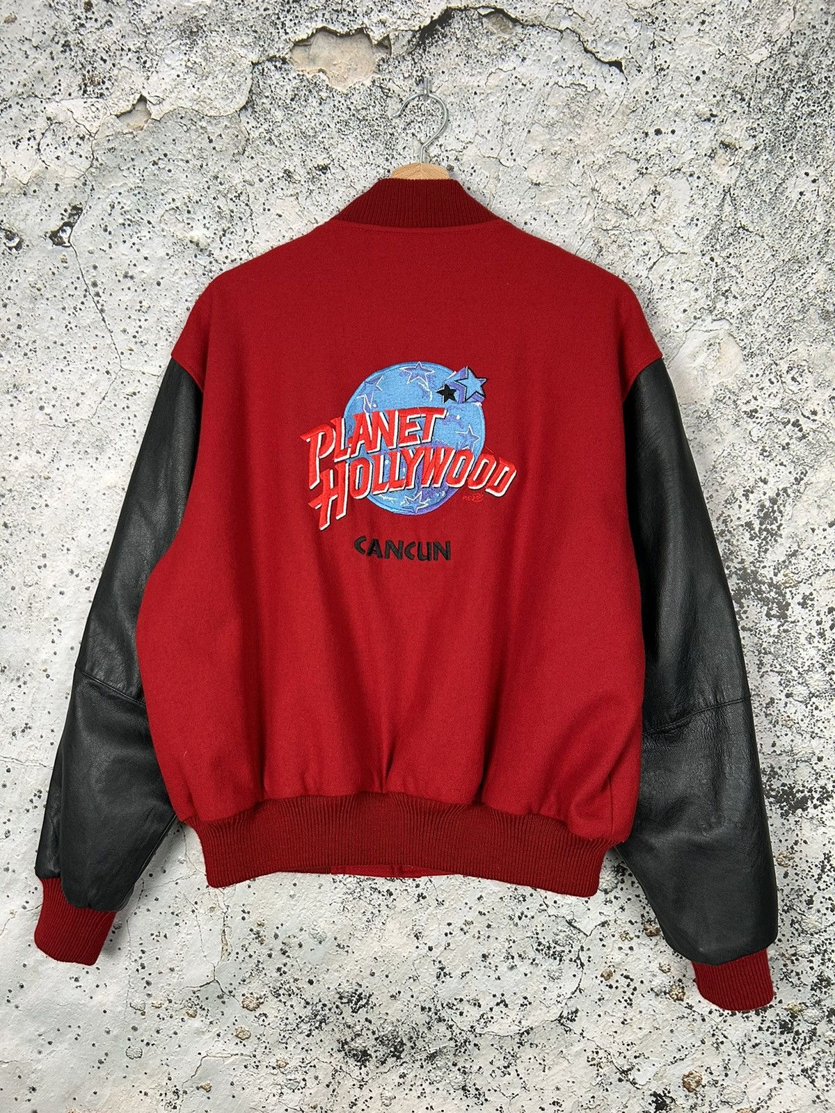 Planet Hollywood Vintage Planet Hollywood Varsity Bomber Jacket Wool Leather Size US M / EU 48-50 / 2 - 1 Thumbnail