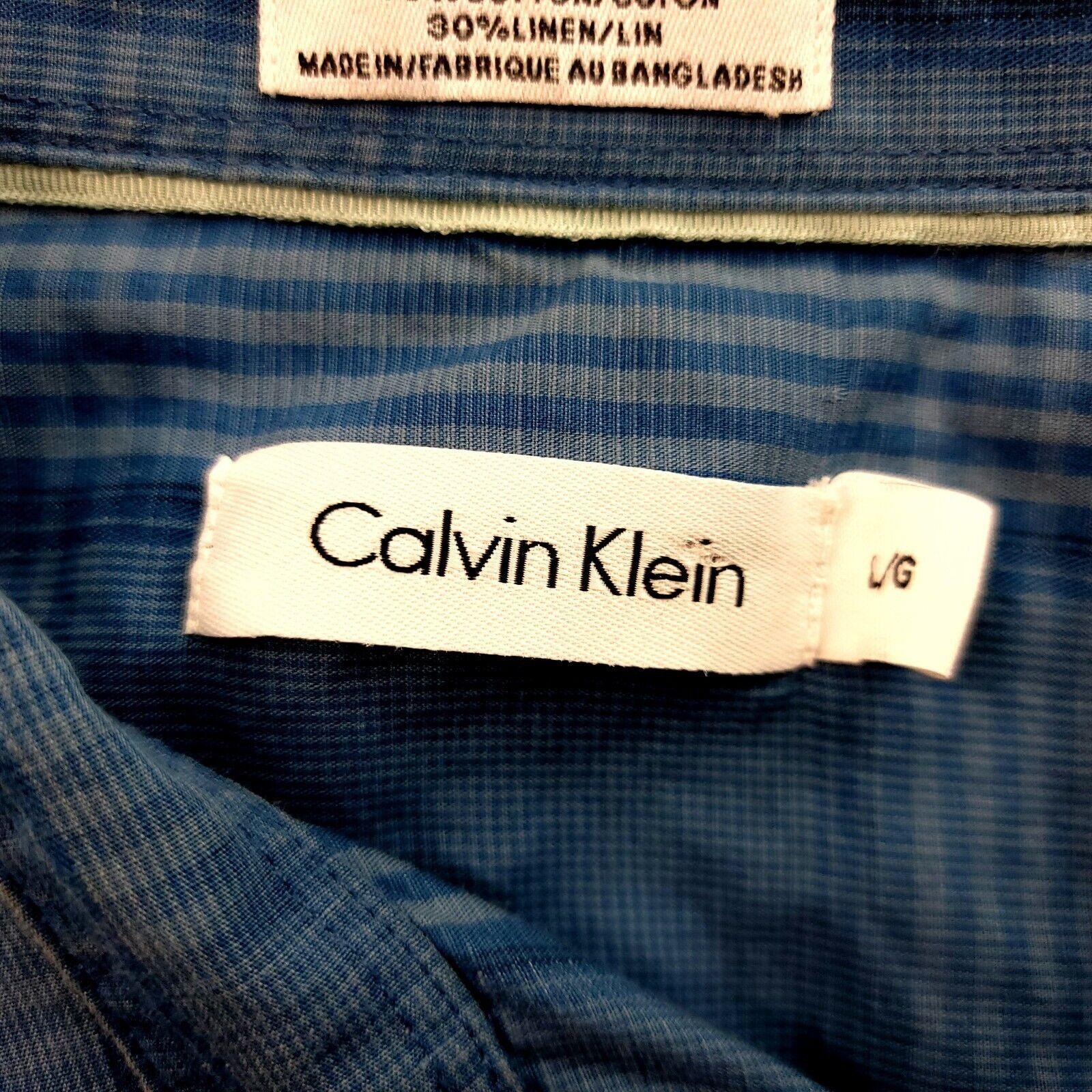 Calvin Klein Calvin Klein Plaid Blue Double Front Pocket Cotton Linen Col Size US L / EU 52-54 / 3 - 9 Thumbnail