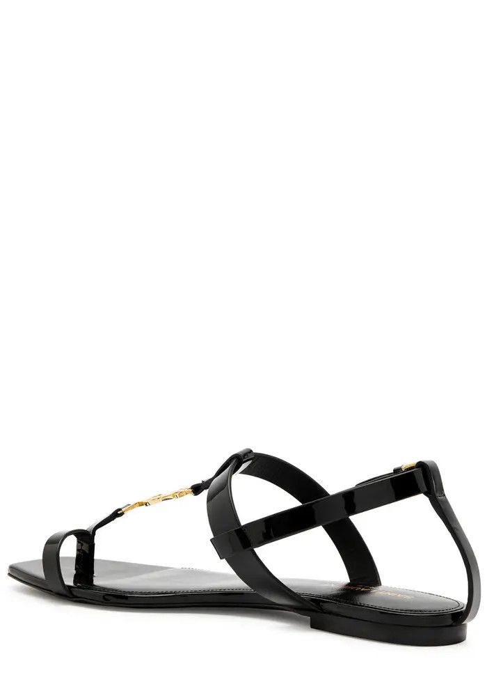 Saint Laurent Paris o1b1hav110425 Cassandra Sandals in Smooth Leather in Black Size US 9.5 / IT 39.5 - 2 Thumbnail