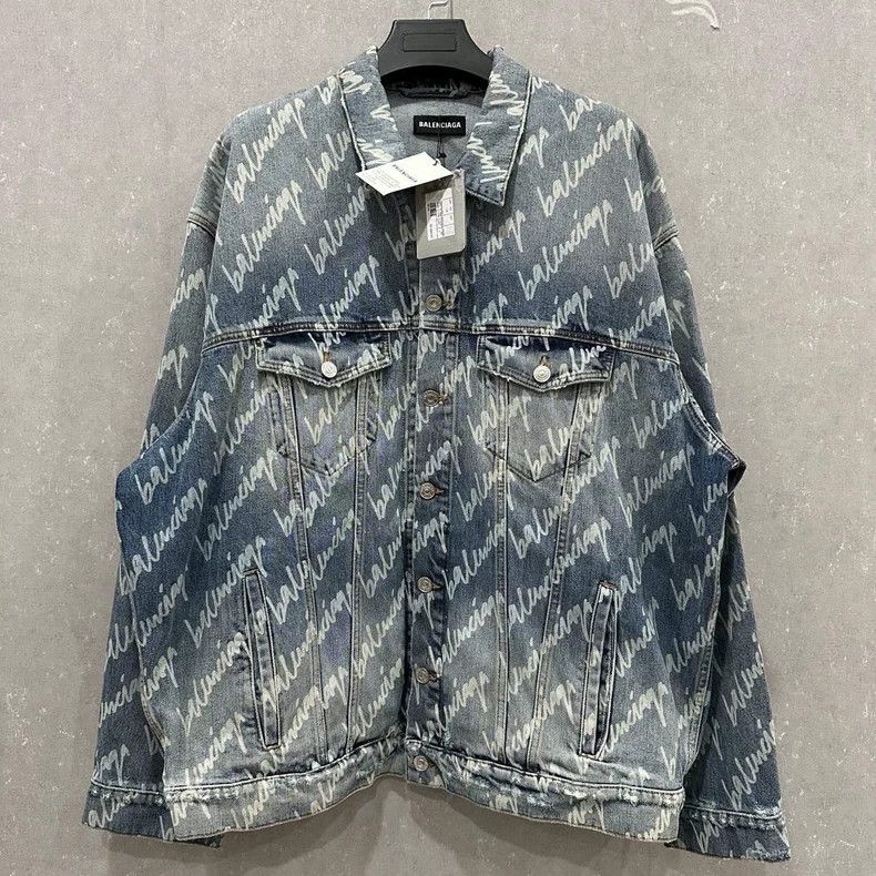 Balenciaga Balenciaga Light Blue Bullet Screen Printed Distressed Des Size US M / EU 48-50 / 2 - 1 Thumbnail