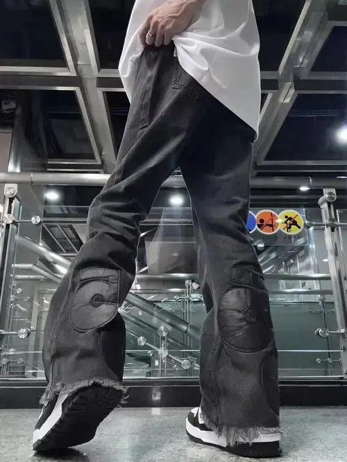 Japanese Brand Vintage black patch micro-flare jeans Size US 32 / EU 48 - 4 Thumbnail