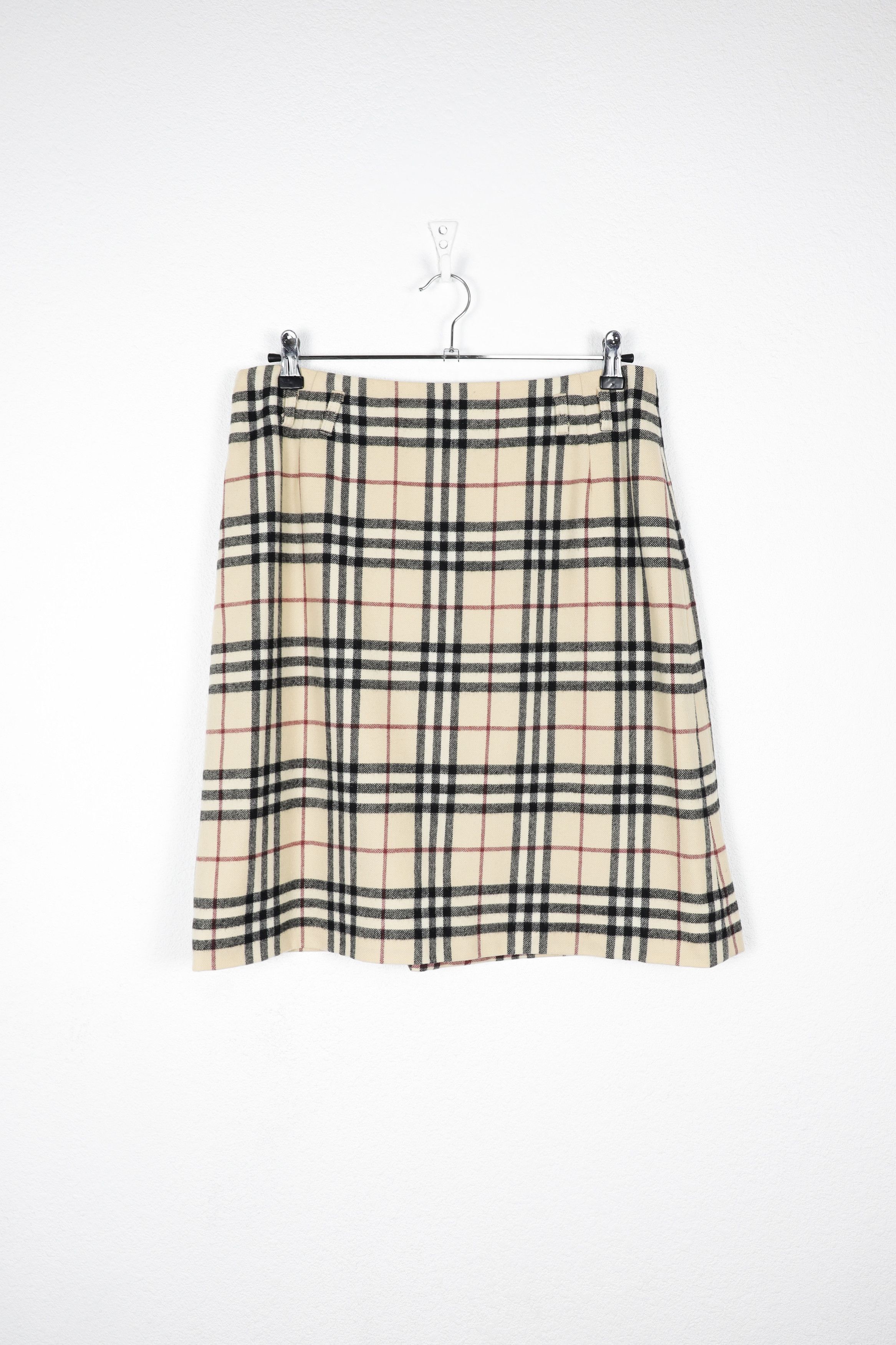 Burberry × Burberry Prorsum Vintage Burberry Beige Check Wool Skirt 90s Size 36" / US 14 / IT 50 - 1 Thumbnail