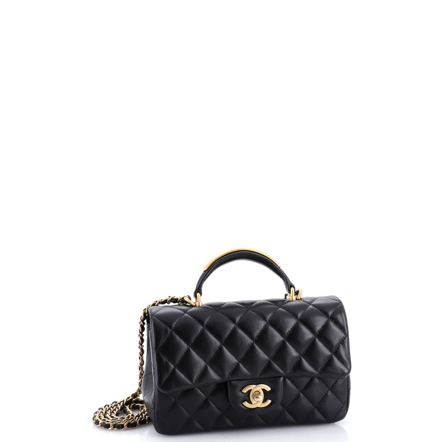 Chanel Classic Single Flap Metal Top Handle Bag Quilted Lambskin Mi Size ONE SIZE - 1 Thumbnail