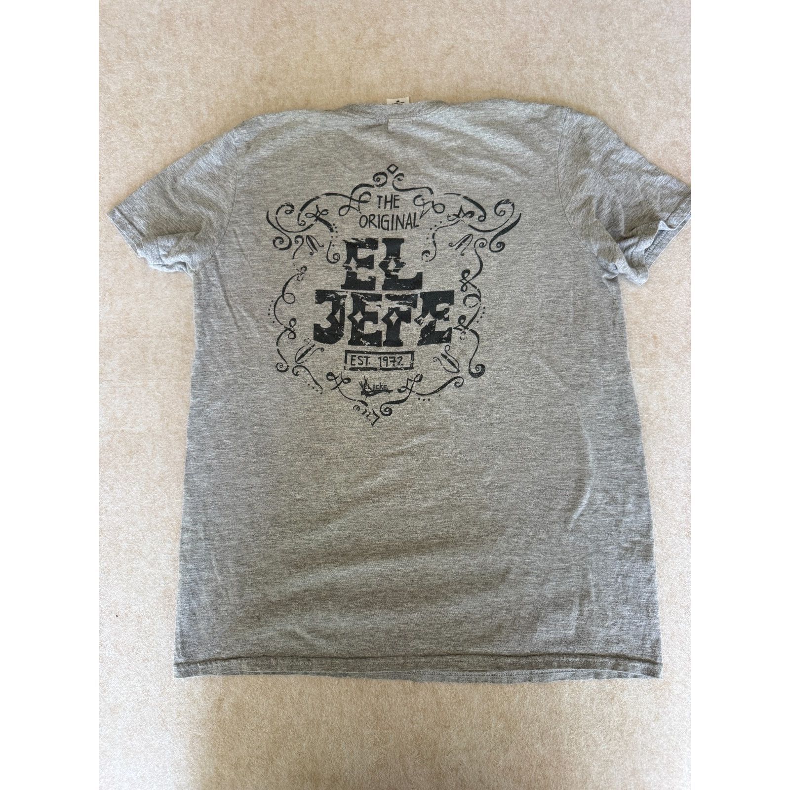 The Unbranded Brand El Jefe Graphic T-Shirt Mens Medium Gray Vintage Style Cott Size US M / EU 48-50 / 2 - 1 Thumbnail