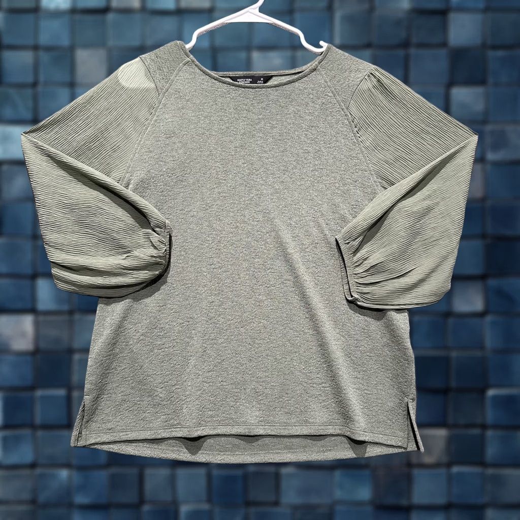 Vintage Simply Vera Vera Wang Blouse Womens M Green Ruched Balloon Sleeve Top Size M / US 6-8 / IT 42-44 - 1 Thumbnail