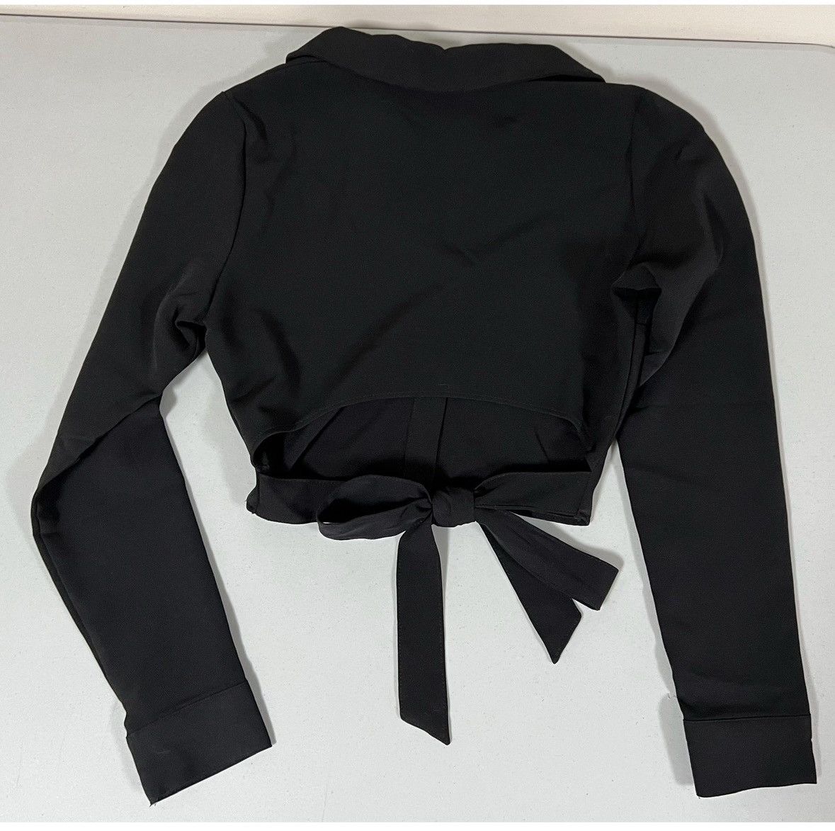 Vintage Black Collared Button-Down Tie-Back Shirt Top Blouse Size S🖤 Size S / US 4 / IT 40 - 4 Thumbnail