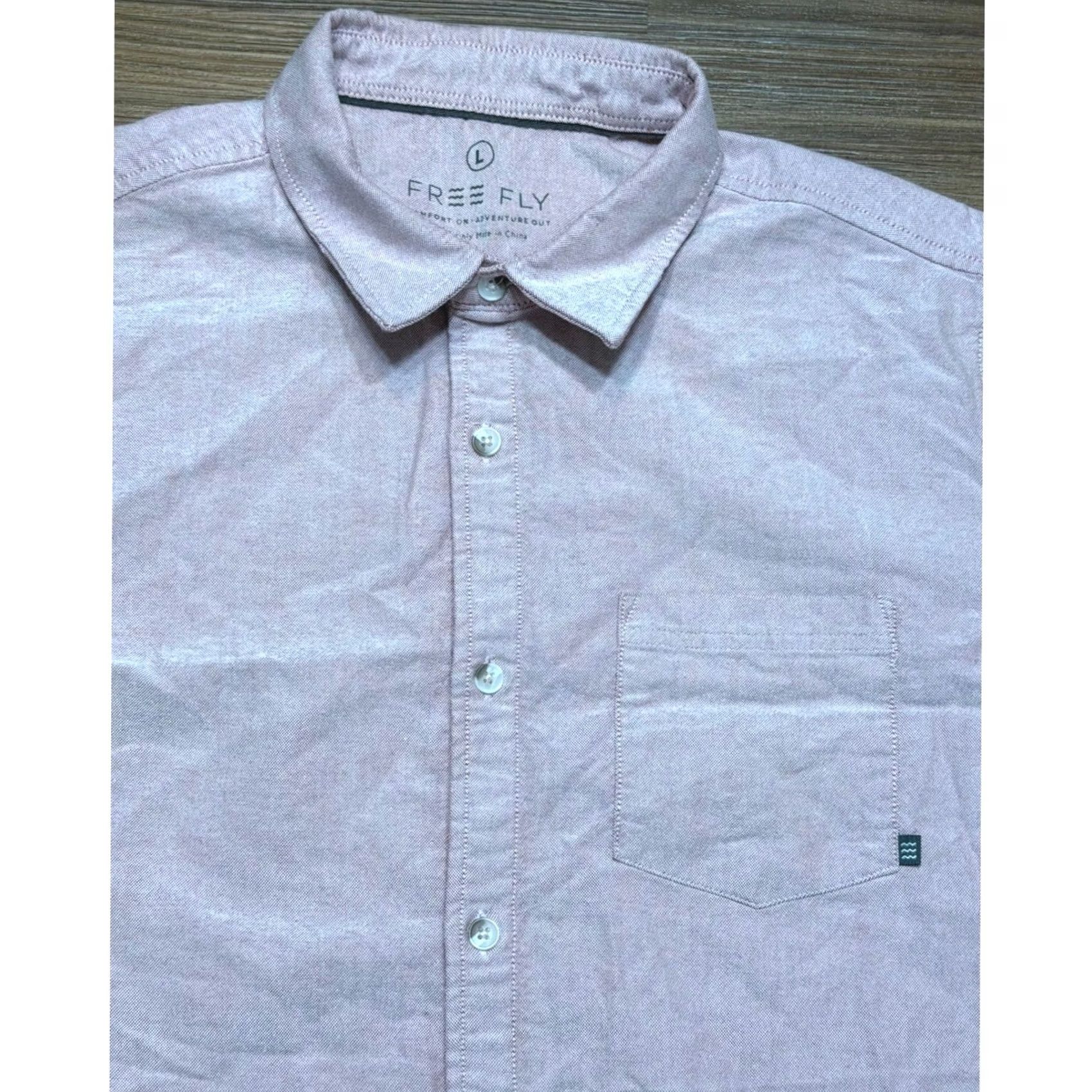 Pinko Free Fly Shirt Short Sleeve Button Down Bamboo Pink Heathered L Sz L Size US L / EU 52-54 / 3 - 3 Thumbnail