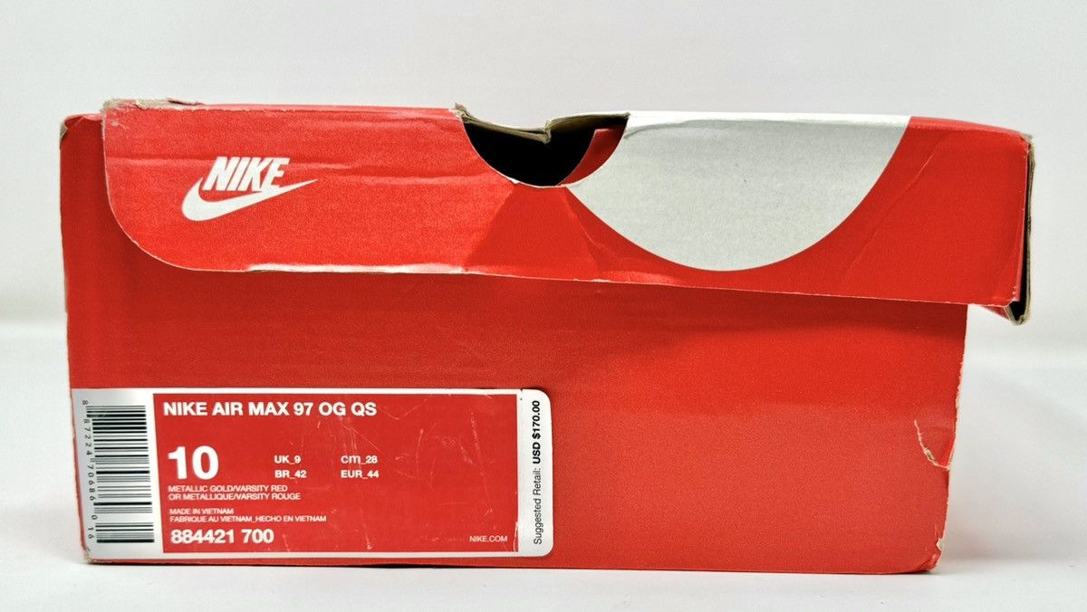 Nike 2018 Nike Air Max 97 OG QS Metallic Gold size 10 Size US 10 / EU 43 - 10 Thumbnail