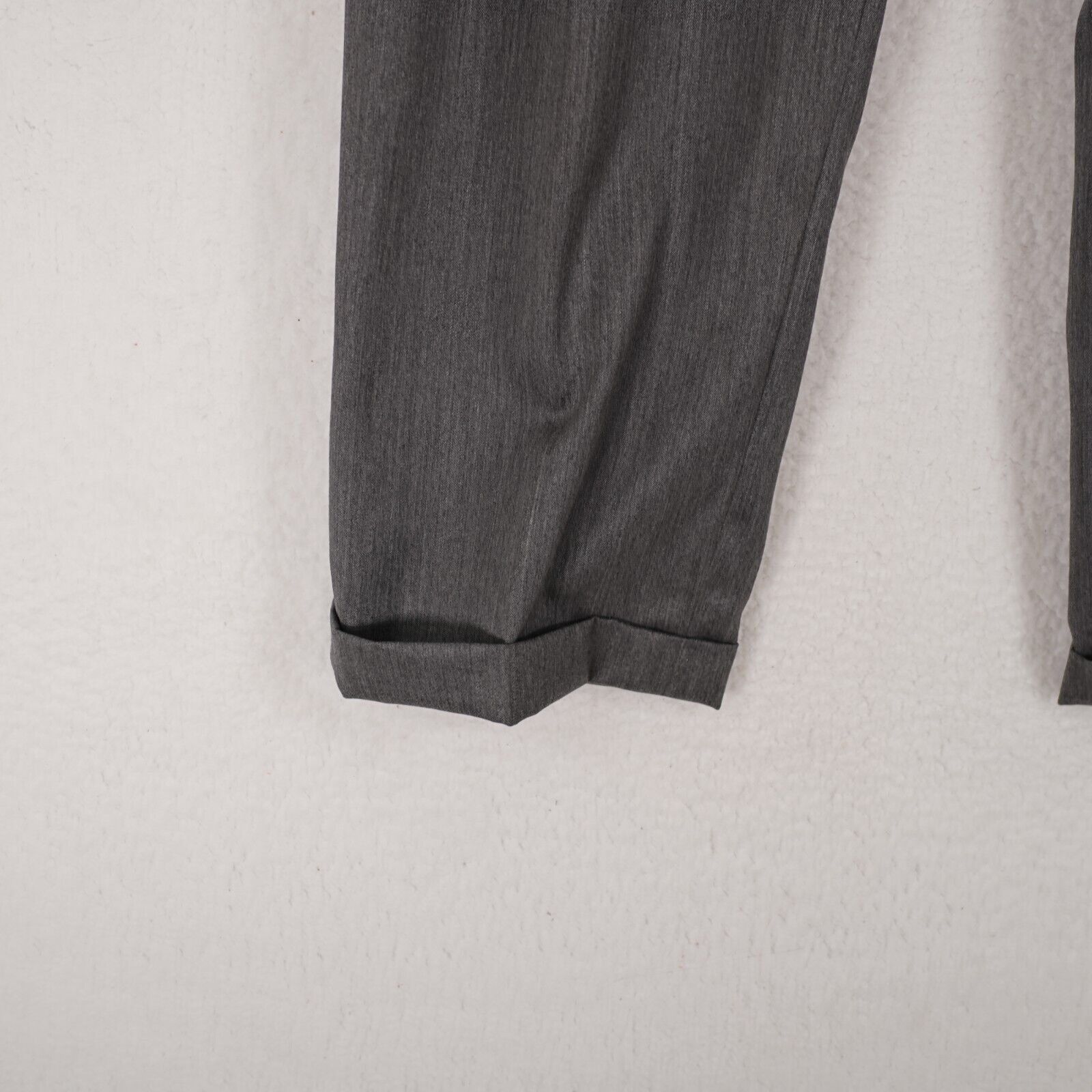 Berle Berle Wool Gray Pleated Cuffed High Rise Dress Pants 47/26 S Size 46S - 2 Thumbnail