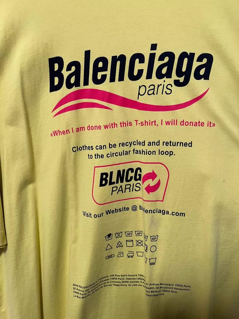 Balenciaga Balenciaga Yellow environmental protection cola short slee Size US M / EU 48-50 / 2 - 2 Thumbnail
