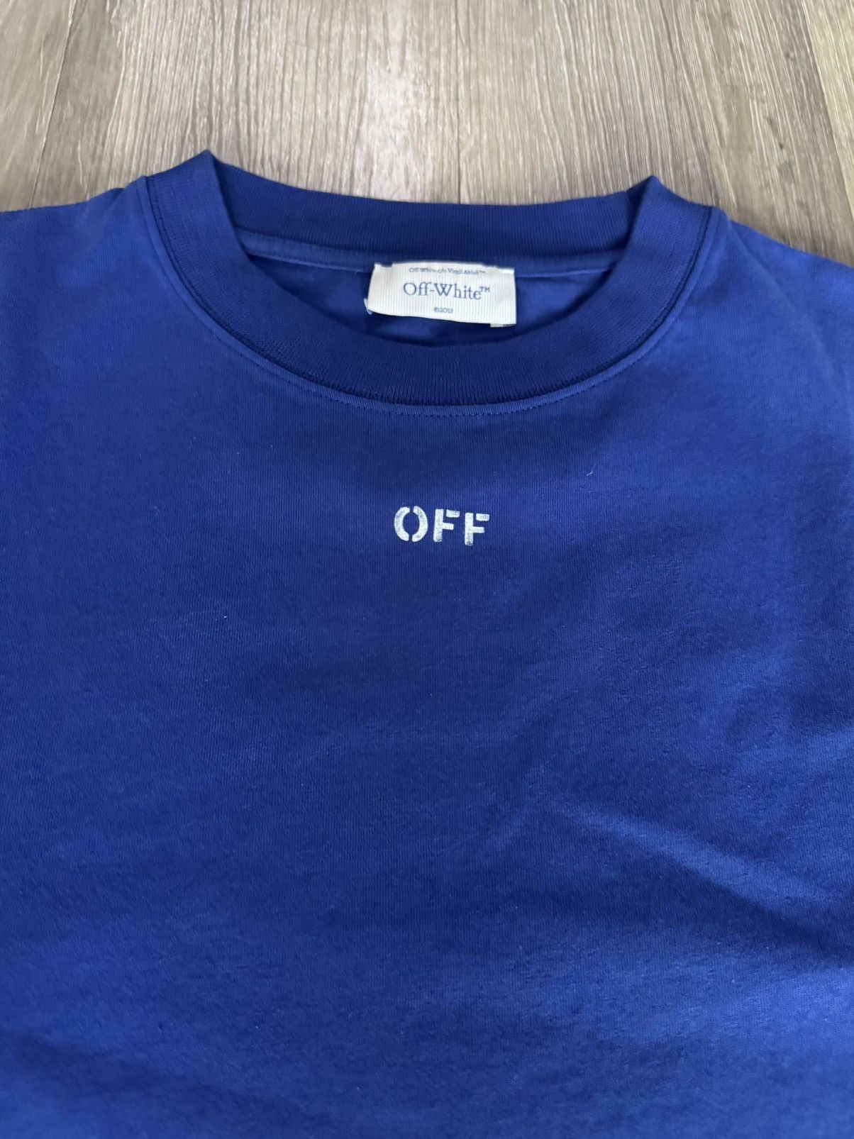 Off-White Off-White Logo Stamp T shirt Blue Size US XXS / EU 40 - 2 Thumbnail