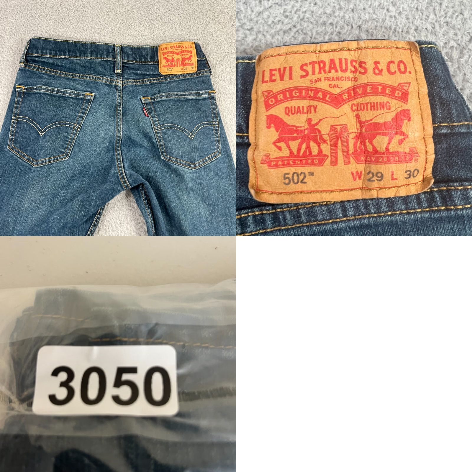 Levi's VINTAGE Levi's 502 Jeans Mens 29x30 Dark Wash Blue Taper Stretch Denim Regular Fit Size US 29 - 8 Thumbnail