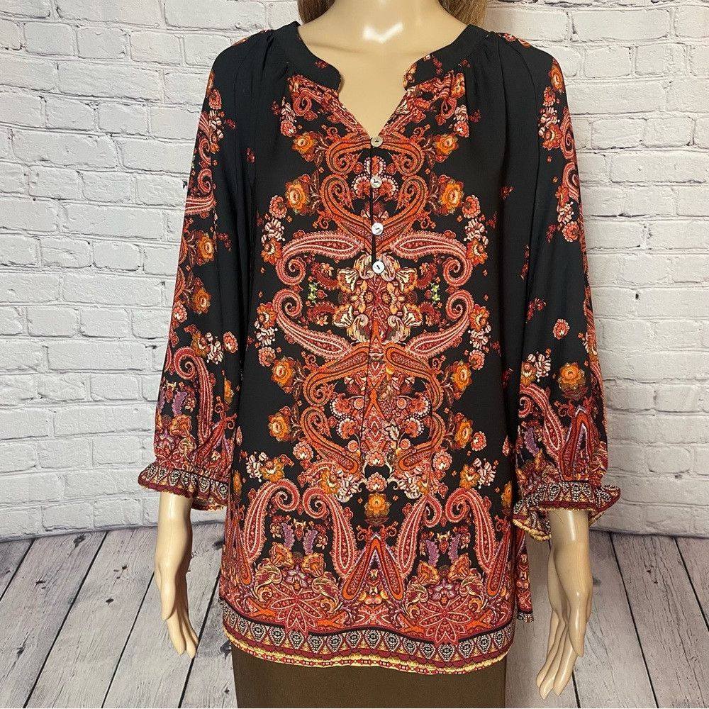 Other NWT New Figueroa & Flower Paisley Placement Print 3/4 Sleev Size 3XL / US 20-22 - 4 Thumbnail