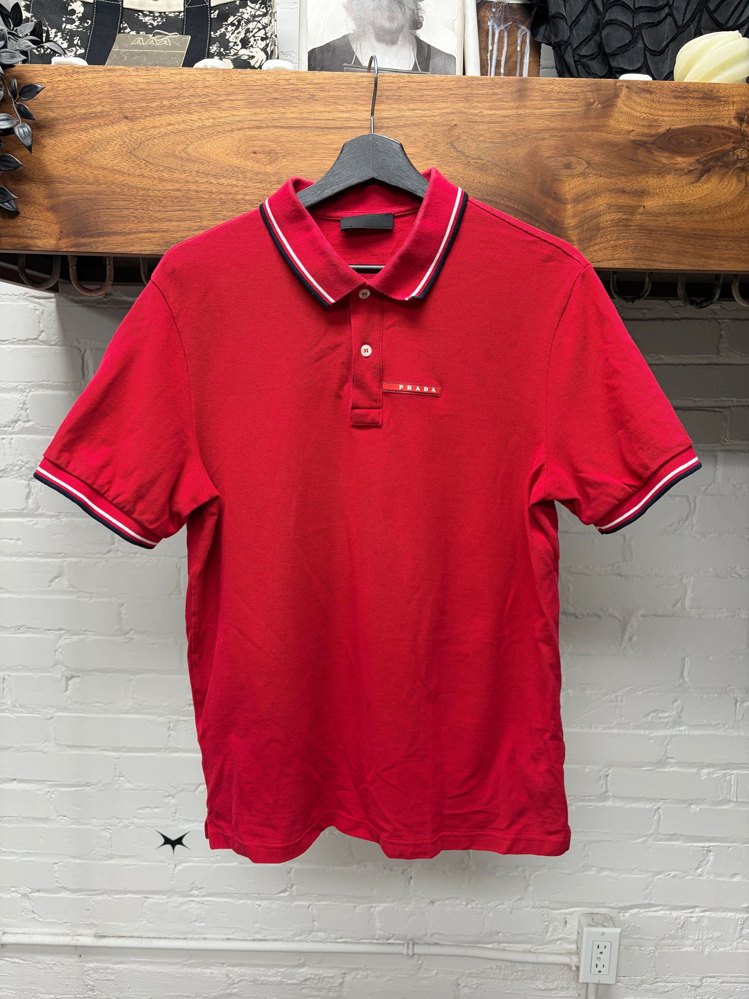 Prada Prada ‘Sport Logo’ Red Cotton Polo Short Sleeve Shirt Size US M / EU 48-50 / 2 - 1 Thumbnail