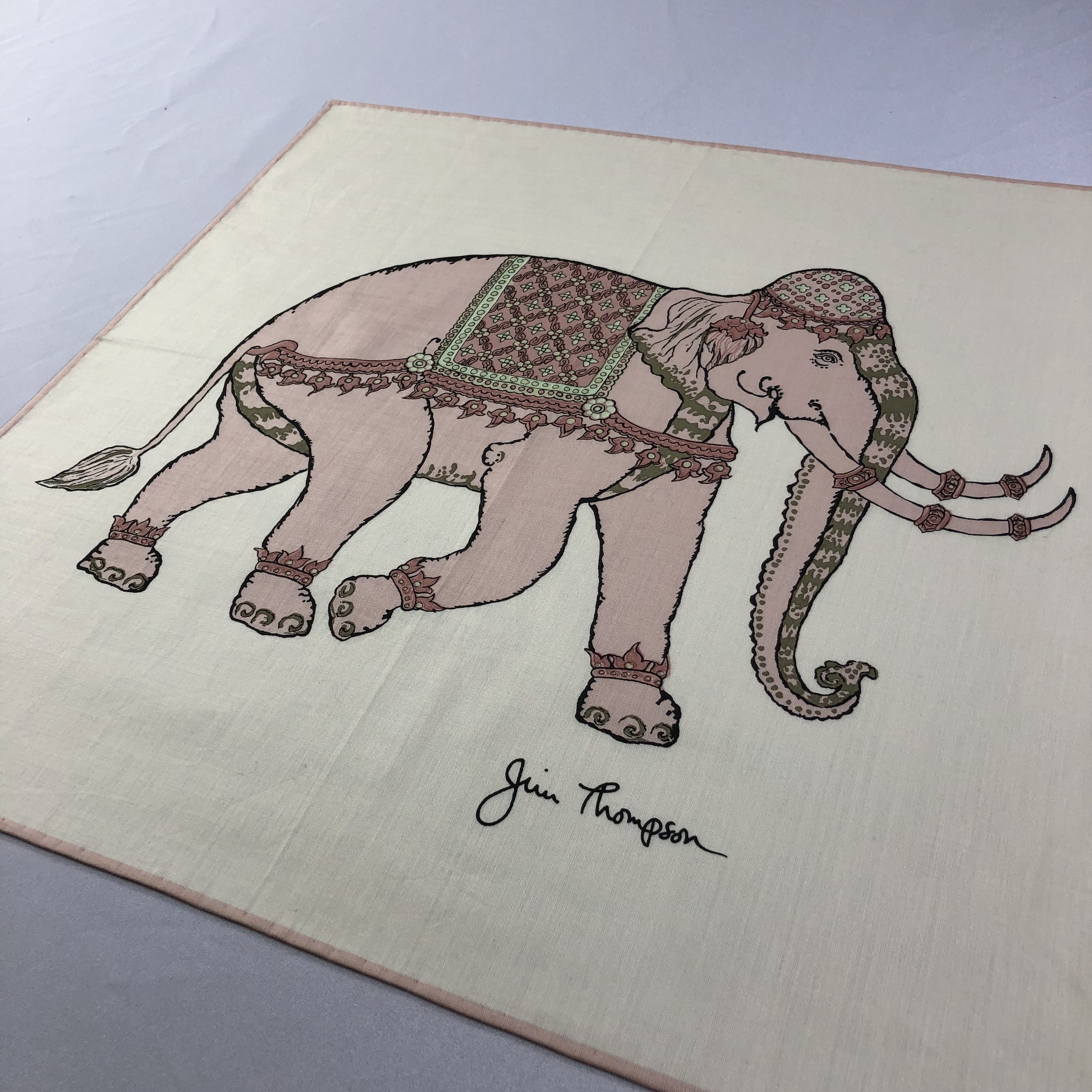 Jim Thompson Jim Thompson Elephant Handkerchief Neckerchief Bandana H1771 Size ONE SIZE - 2 Thumbnail