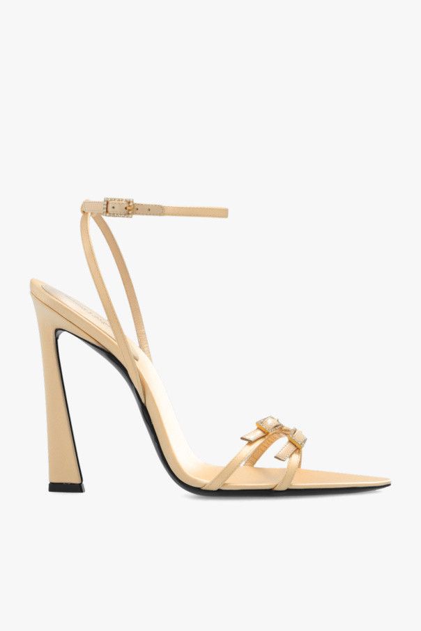 Saint Laurent Paris o1s1wg111124 Lila Sandals In Crepe Satin in Beige Size US 4.5 / IT 34.5 - 1 Thumbnail