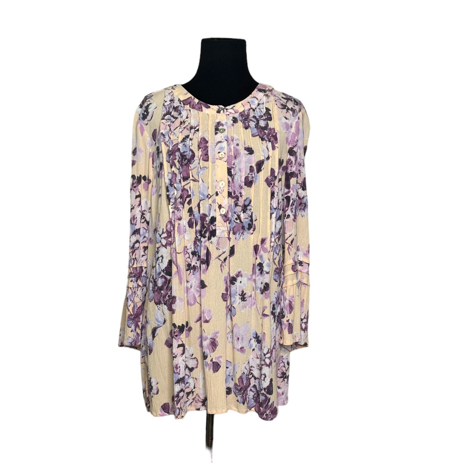 J. Jill J. Jill Pintucked Floral 3/4 Sleeve Tunic Top size M Size M / US 6-8 / IT 42-44 - 9 Thumbnail