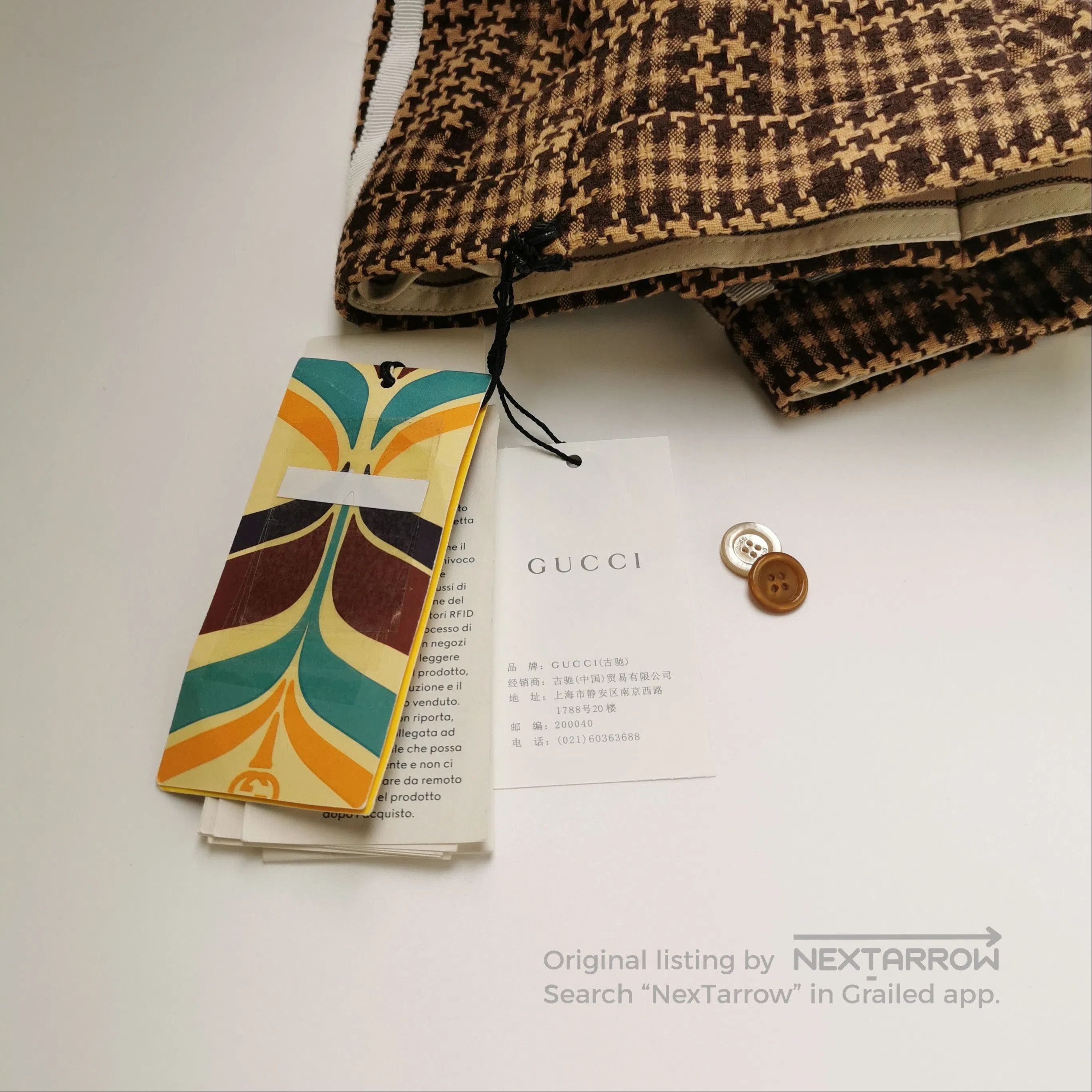 Gucci Gucci x Adidas Wool Check Logo Trousers XS. Size 37" - 1 Thumbnail
