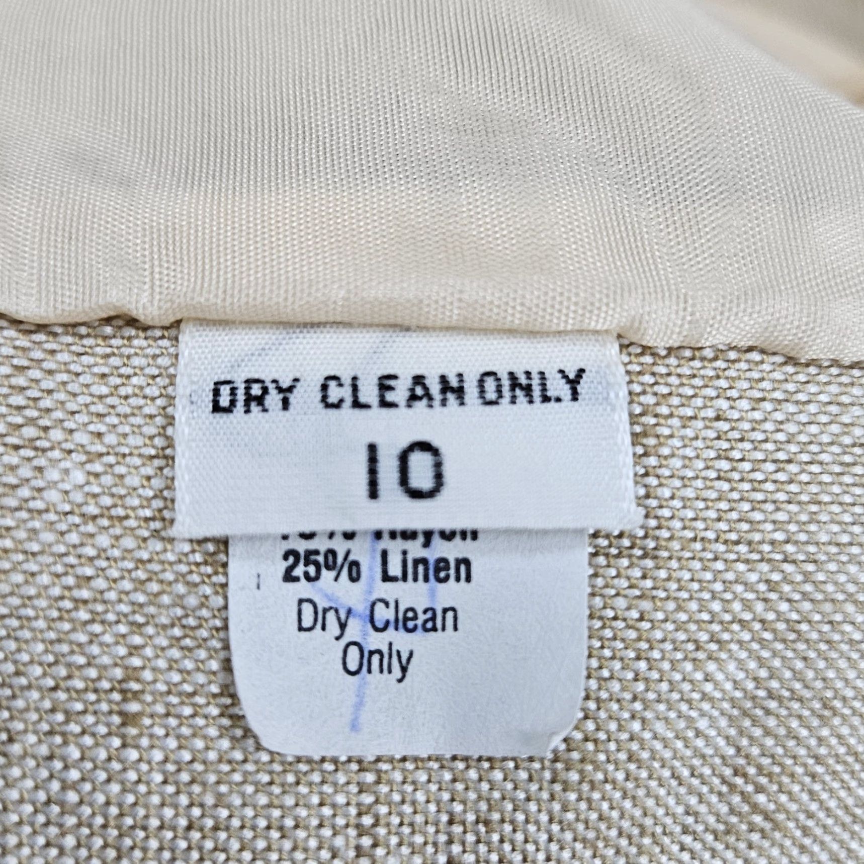 Vintage VINTAGE Gianni Sport Blazer Jacket Women 10 One-Button Beige Linen Blend Single-Breasted Regular Sleeves Long Sleeve Classic Size L / US 10 / IT 46 - 4 Thumbnail
