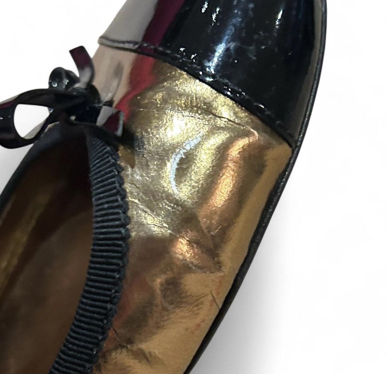 Prada Prada Gold And Black Ballet Flats Size US 5.5 / IT 35.5 - 4 Thumbnail