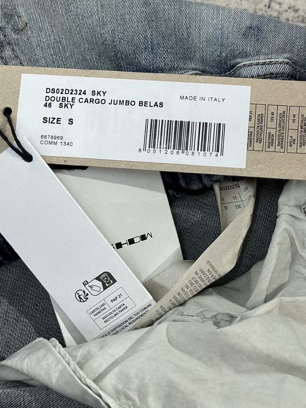 Rick Owens Drkshdw (NEW) FW24 Sky Double Cargo Jumbo Bela Denim Size US 33 - 10 Thumbnail
