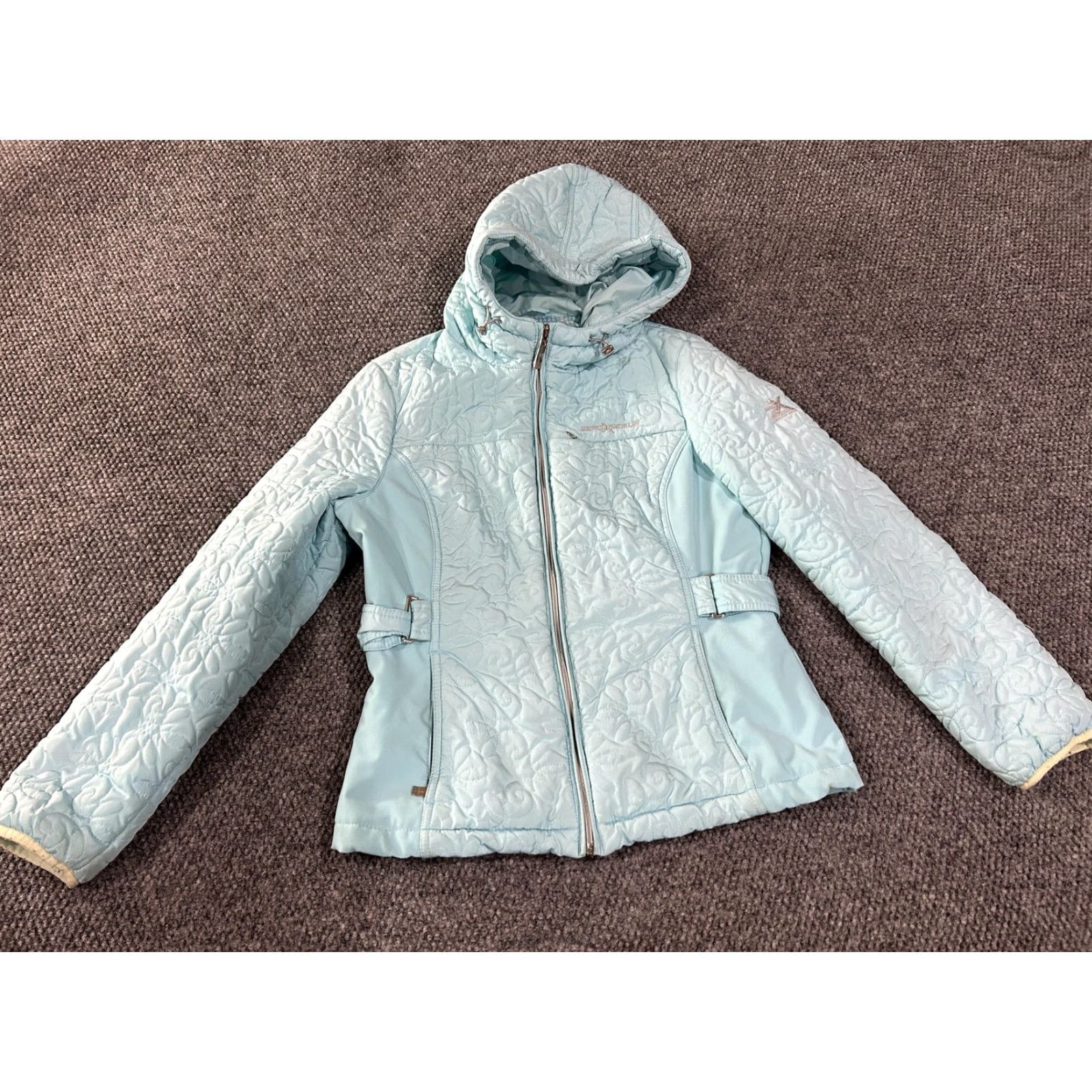 ZeroXposur ZeroXposur Jacket Womens M Blue Quilted Hooded Full Zip Insulated Floral Size M / US 6-8 / IT 42-44 - 2 Thumbnail