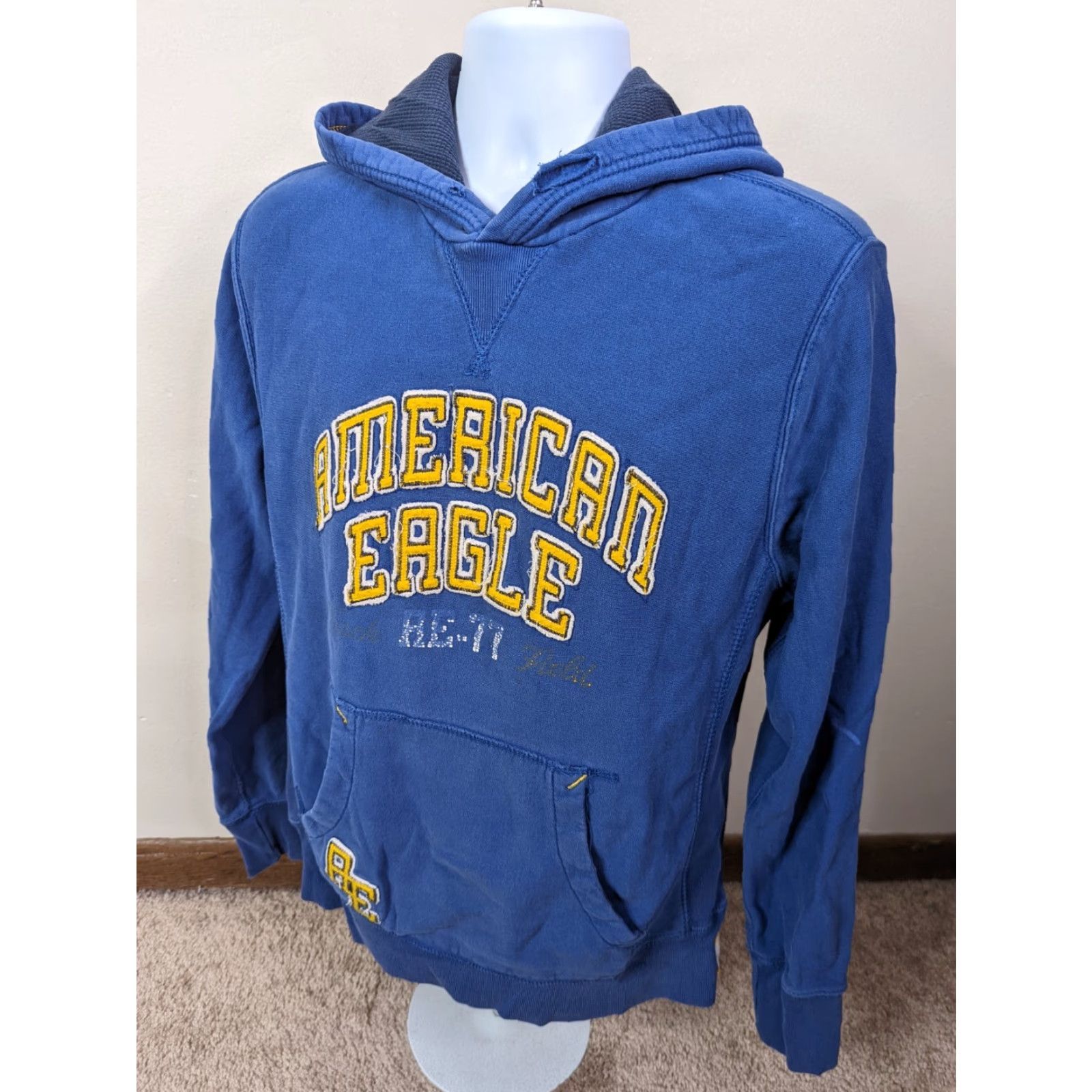 Vintage American Eagle Hoodie Pullover Sweatshirt Blue Embroidered Size L Mens Size US L / EU 52-54 / 3 - 2 Thumbnail