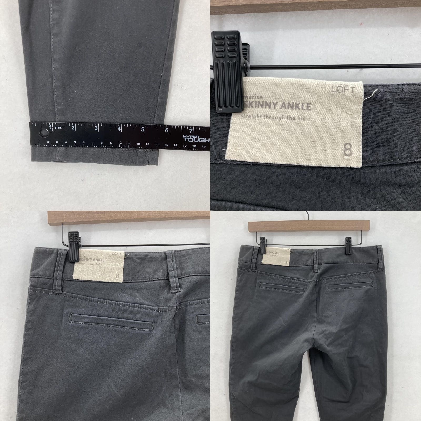 Loft LOFT Ann Taylor Pants Womens 8 Gray Marisa Skinny Ankle Stretch Sateen Chino Size 30" / US 8 / IT 44 - 9 Thumbnail