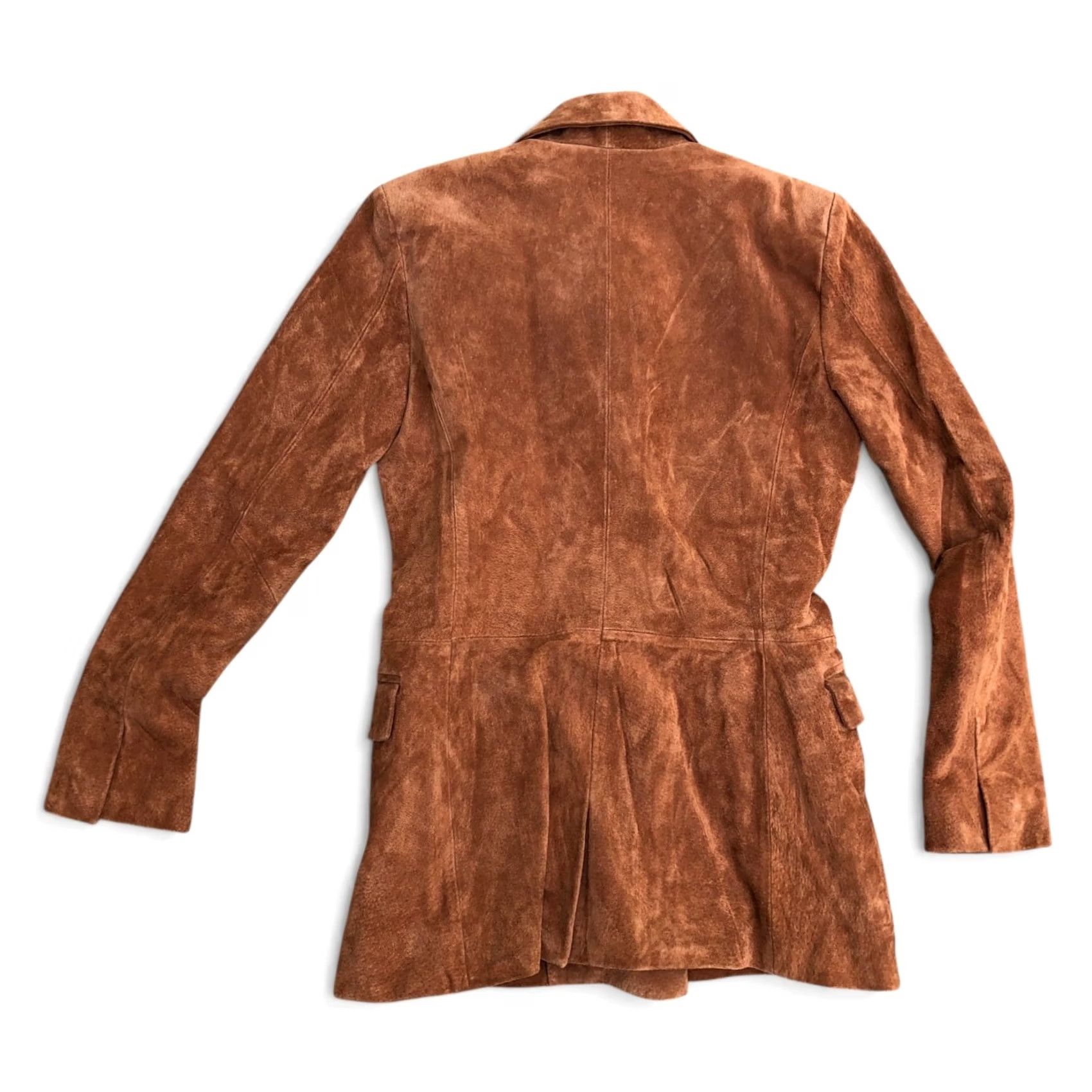 Vintage BLANKNYC Leather Suede Double Trench Coat Jacket Women's XS Brown Long Sleeve Trench Coat Mens? Size XS / US 0-2 / IT 36-38 - 2 Thumbnail