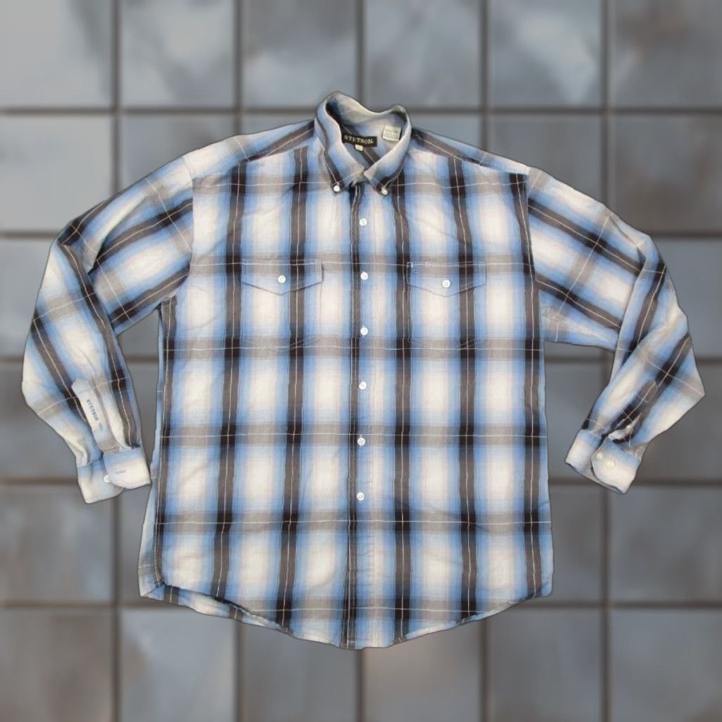 Stetson VINTAGE Stetson Shirt Men Large Gray Button Up Workwear Long Sleeve Rancher Rodeo Work Size US L / EU 52-54 / 3 - 1 Thumbnail