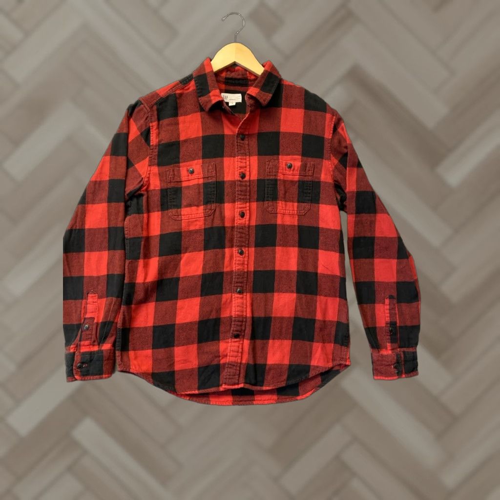 Gap GAP Shirt Button Mens M Red Black Buffalo Plaid Casual Long Sleeve /0240 Size US M / EU 48-50 / 2 - 1 Thumbnail