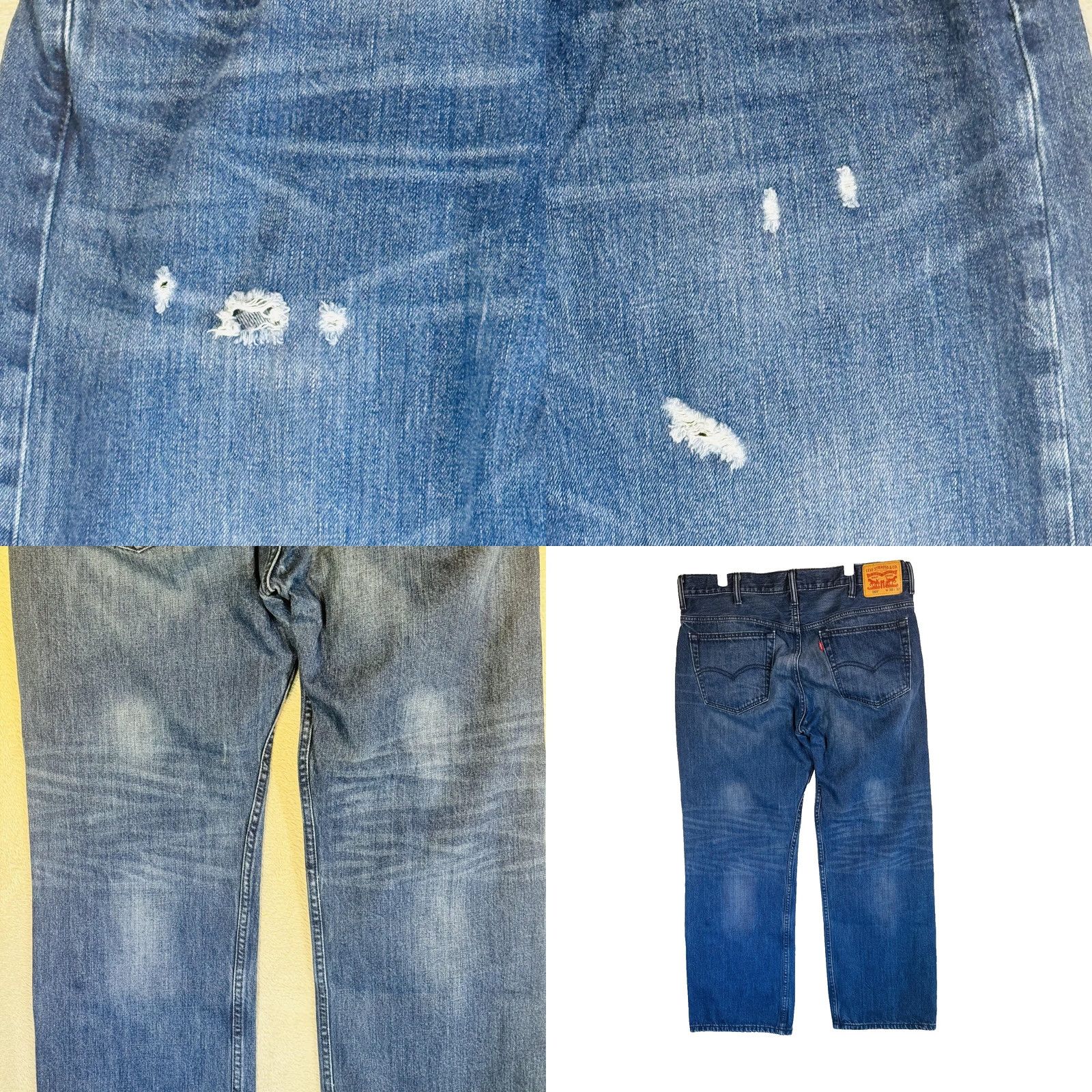 Levi's Levi's 569 Jeans Mens 38x32 Blue Medium Wash Distressed Relaxed Denim Zip Fly Jeans Size US 38 / EU 54 - 8 Thumbnail