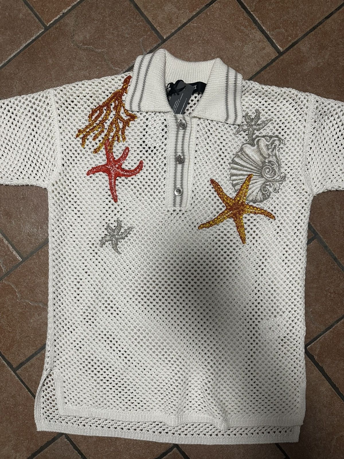 Versace Versace Crochet Knit Polo Shirt Size XS / US 0-2 / IT 36-38 - 2 Thumbnail
