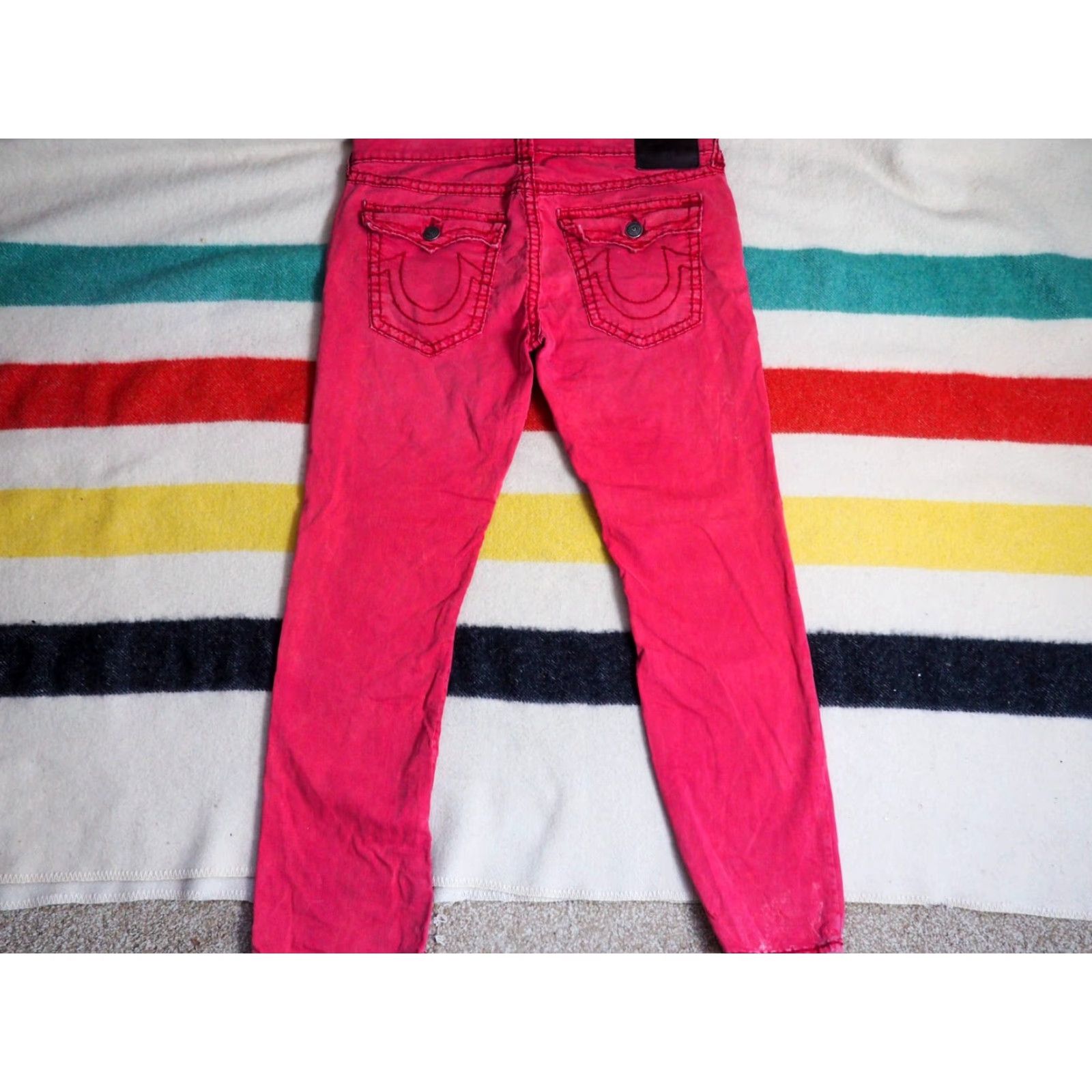True Religion VINTAGE True Religion Ricky Straight Pants Mens 40x33 Red Logo Chino Hip Hop Punk Size US 40 / EU 56 - 2 Thumbnail