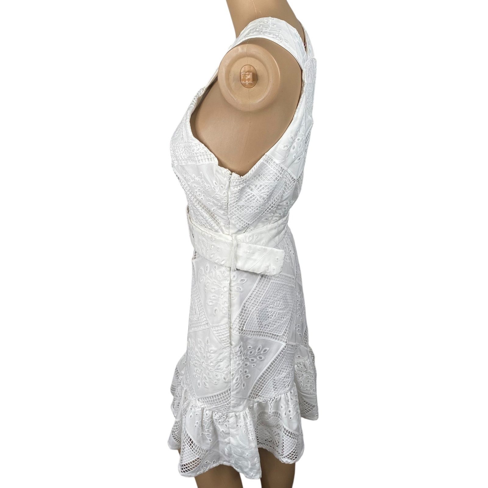 Anthropologie Ciebon Braylee White Eyelet Belted High Neck Dress SZ S Size S / US 4 / IT 40 - 8 Thumbnail