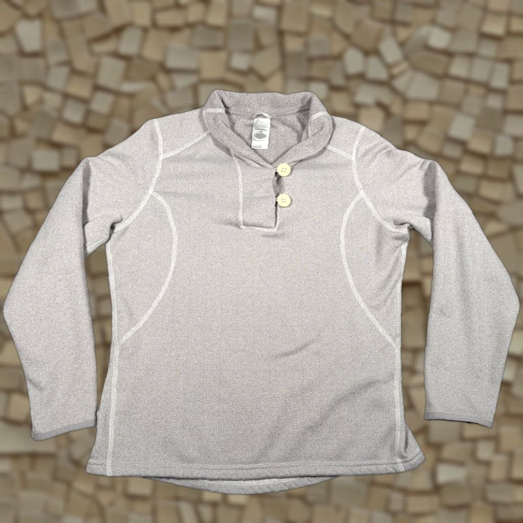The North Face The North Face Sweater Womens LARGE Gray Fleece Geometric Shawl Pullover Size L / US 10 / IT 46 - 1 Thumbnail