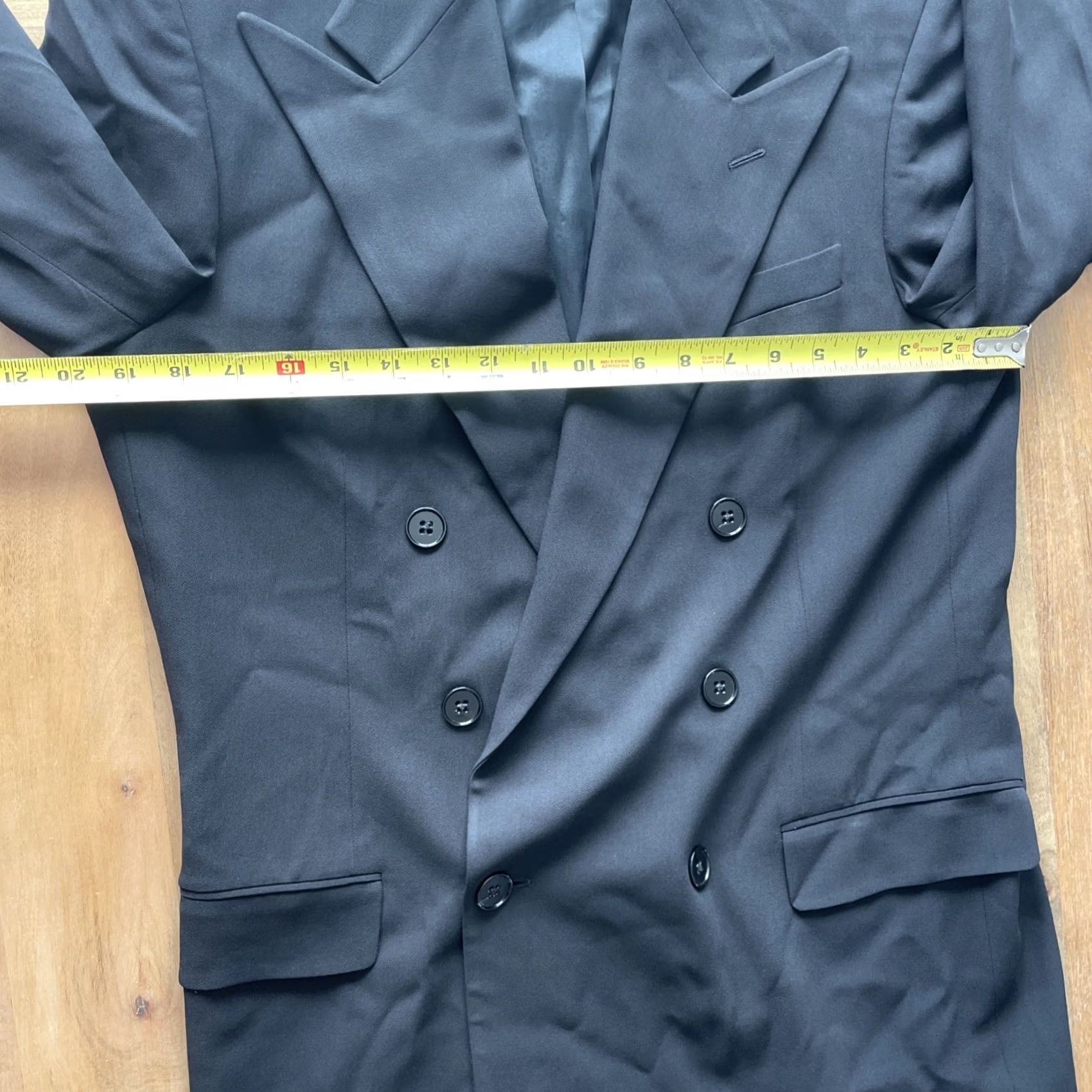 Ralph Lauren VINTAGE Ralph Lauren Blazer Womens Size 12 Black Wool/Rayon Double-Breasted Six-Button Jacket Coat Size XL / US 12-14 / IT 48-50 - 6 Thumbnail