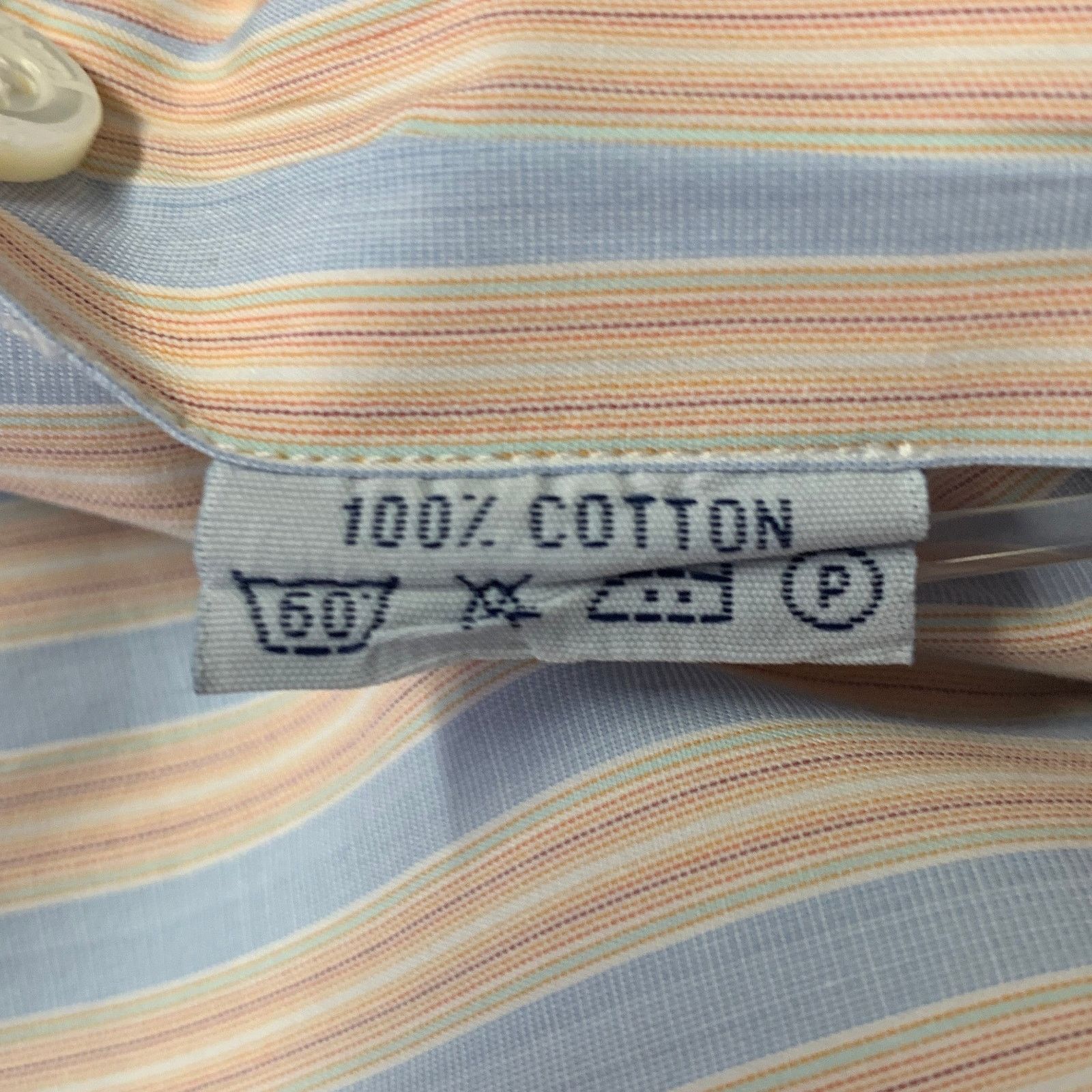 Brioni BRIONI M Orange Blue Stripe Cotton Spread Collar L/S Shirt Size US M / EU 48-50 / 2 - 7 Thumbnail