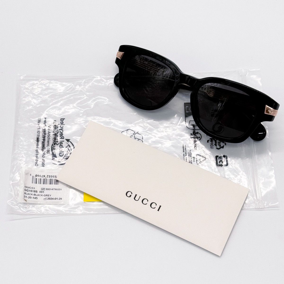 Gucci NEW GUCCI GG1518S 001 SQUARE BLACK GREY MEN SUNGLASSES GUCCI Size ONE SIZE - 11 Thumbnail