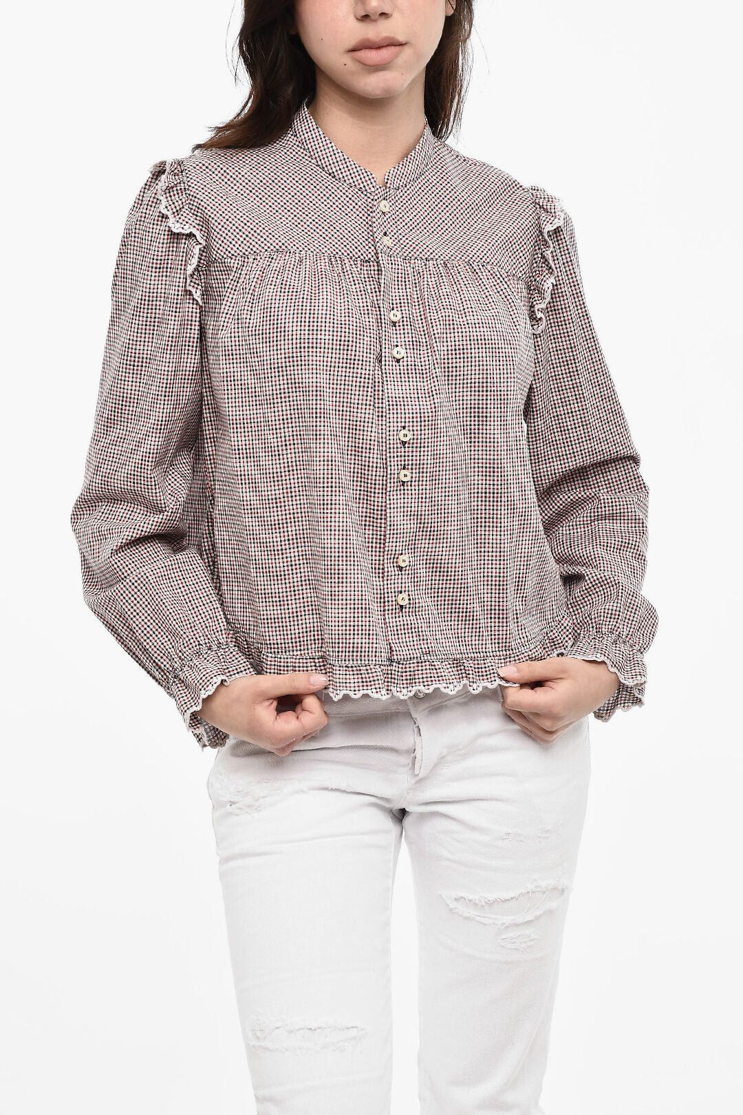 Checked Shirt With Ruffles