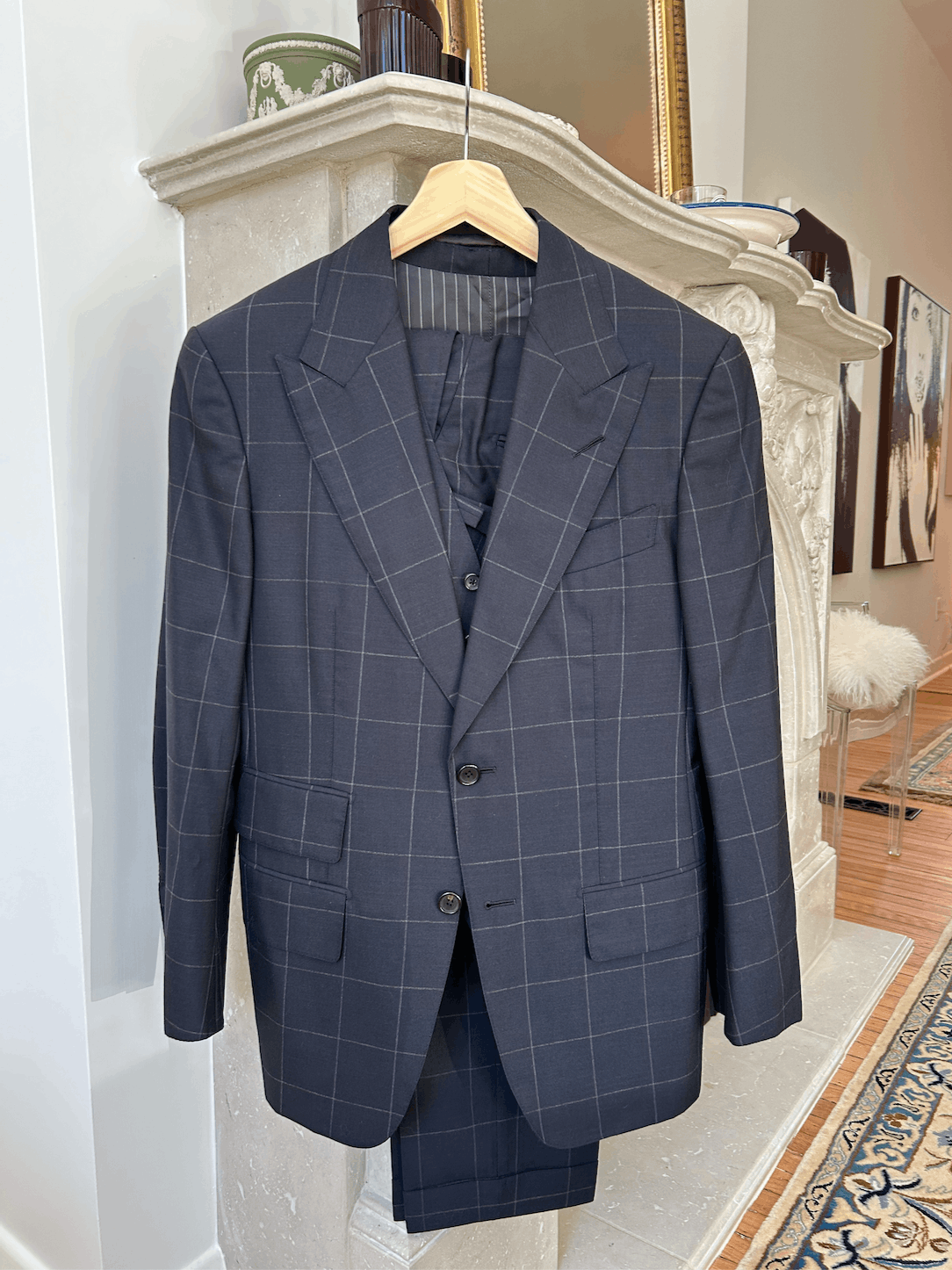 Tom Ford Navy Windowpane Spencer 3-Piece Suit