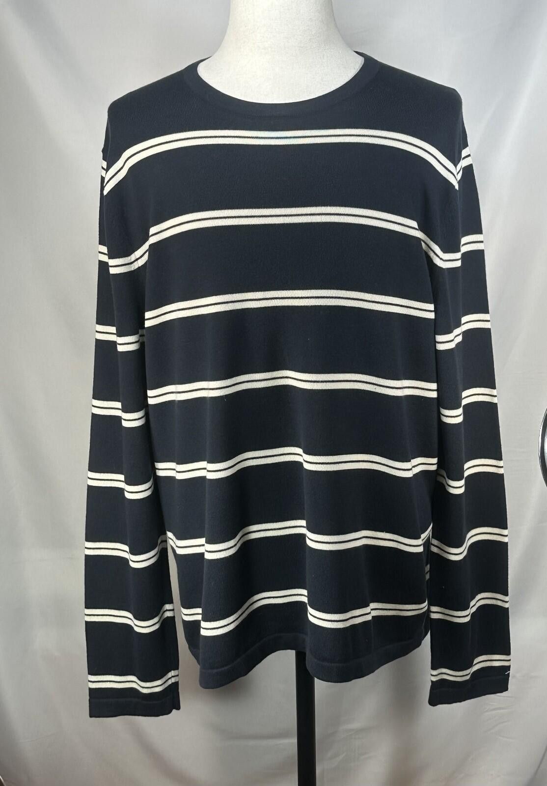 Banana Republic Banana Republic Striped 100% Pima Cotton Sweater Blue Men XL Size US XL / EU 56 / 4 - 1 Thumbnail