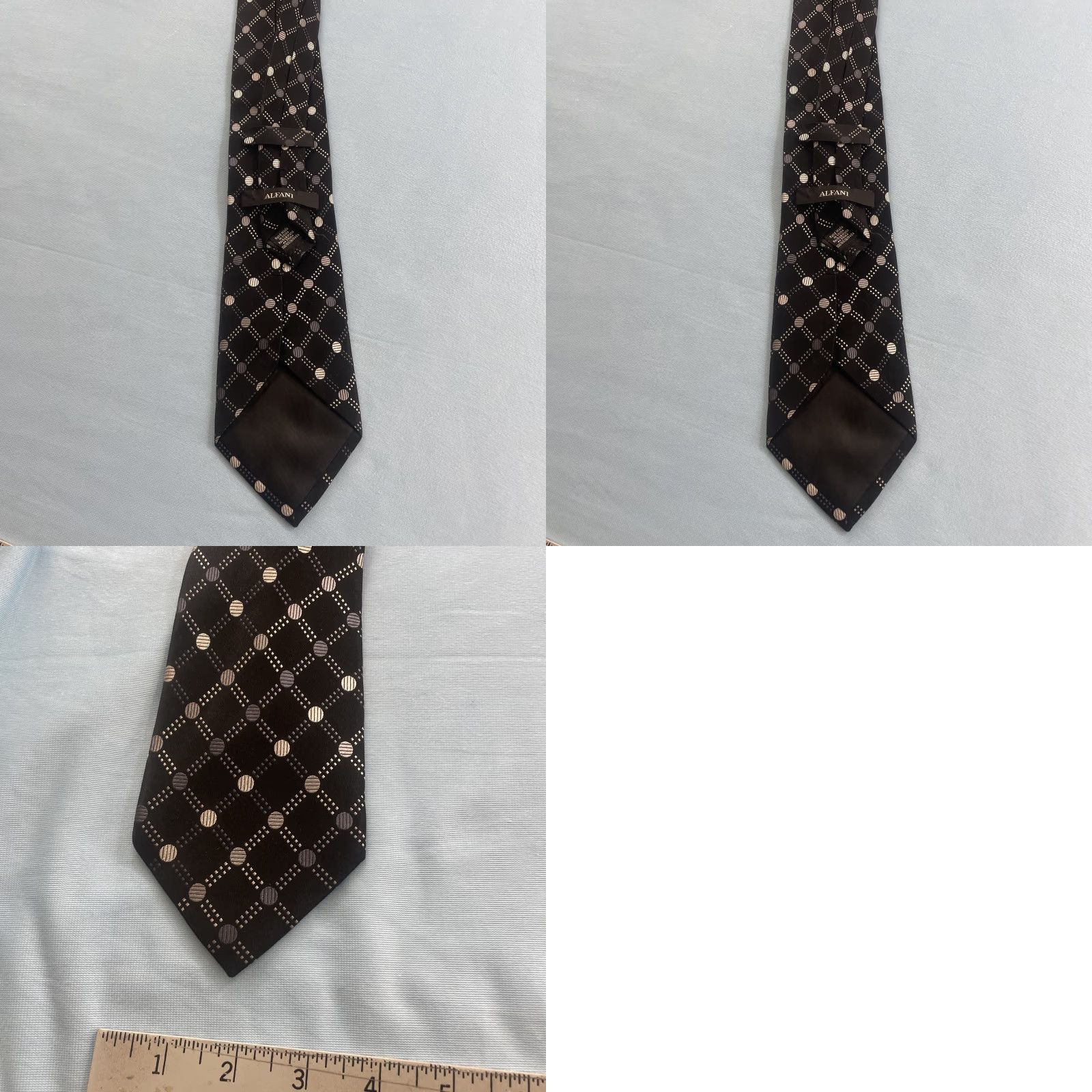 Alfani VINTAGE Alfani Tie Geometric Wide Silk Black White Monster 70s 1990s Mens Size ONE SIZE - 10 Thumbnail