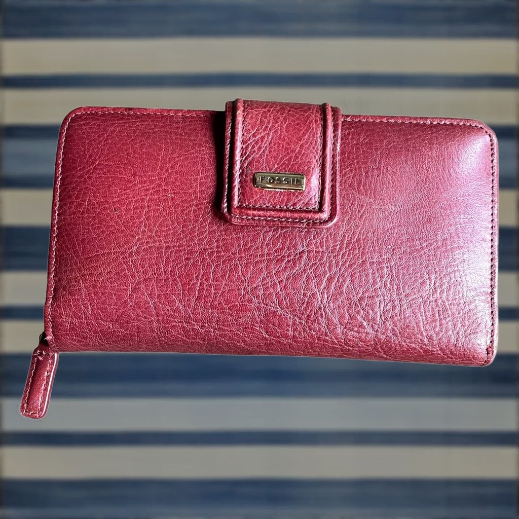Fossil VINTAGE Fossil Madison Full Zip Clutch Women’s Leather Wallet Red Credit Card Holder Size ONE SIZE - 1 Thumbnail