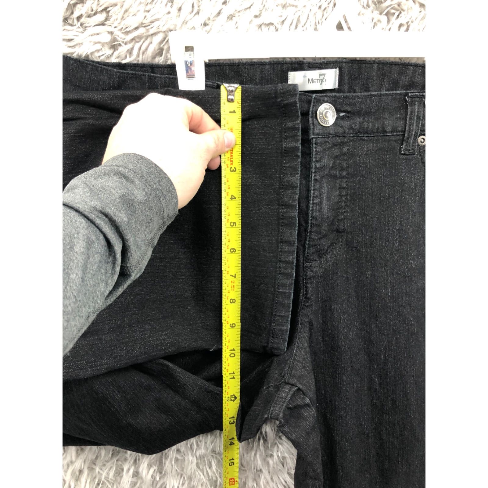 Denime Metro7 Jeans Womens Size 16 Dark Wash Black Denim Mid Rise Straight 5-Pocket Size 38" / US 16 / IT 52 - 4 Thumbnail