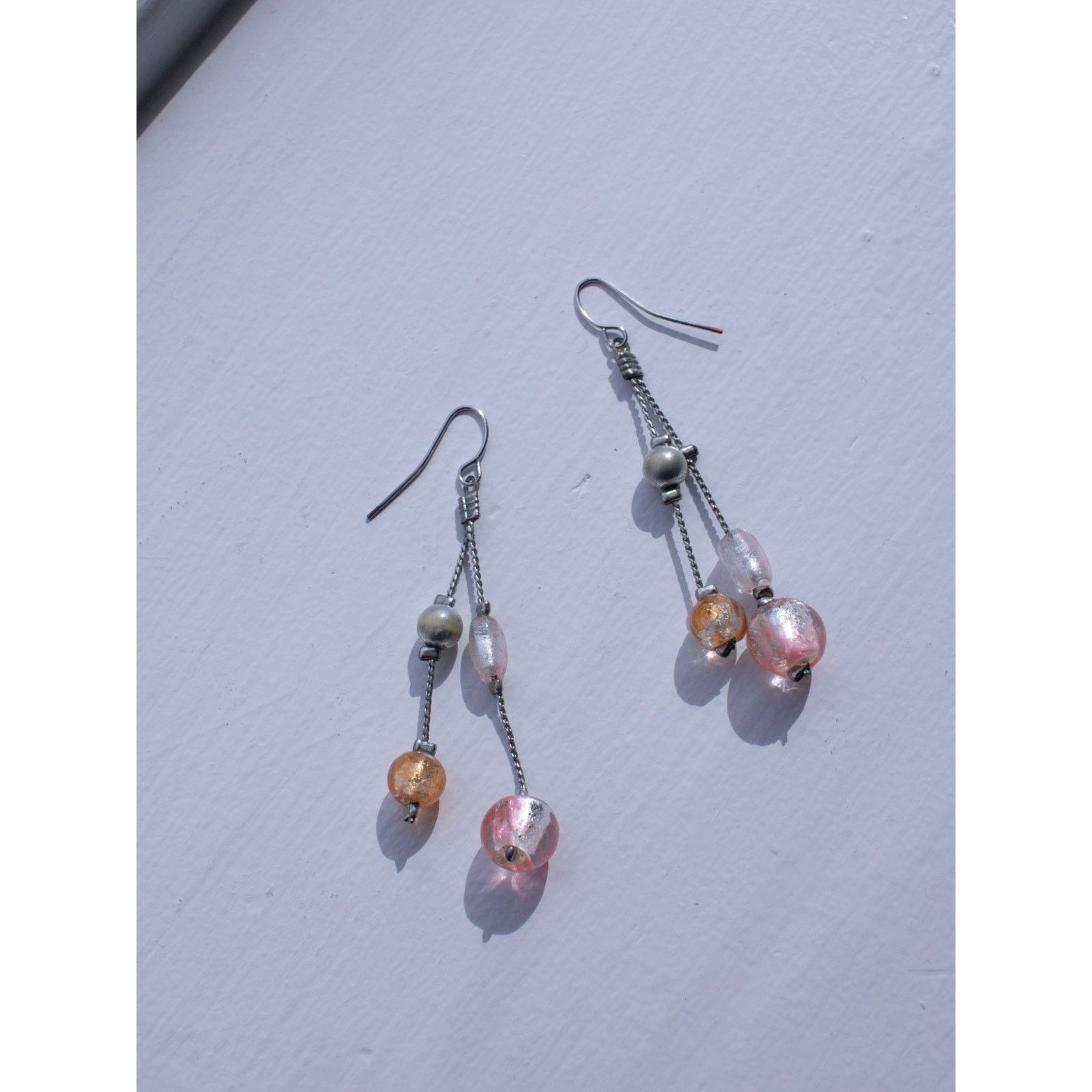 Vintage Pink and Orange Dangly Earrings Size ONE SIZE - 1 Thumbnail