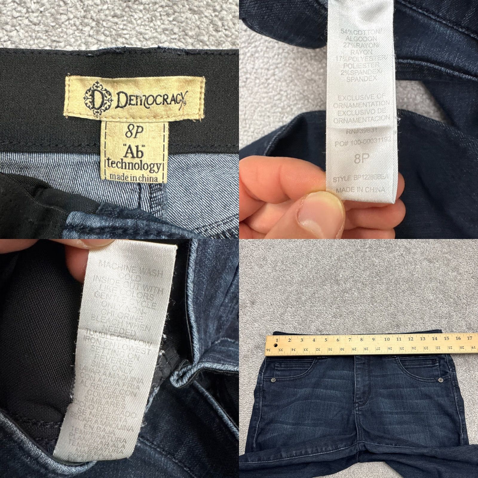 Vintage Democracy AB Technology Jeans Womens 8 Petite Dark Wash Denim Ankle Regular Blue Cotton Blend 5-Pocket City Streetwear Womens Size 30" / US 8 / IT 44 - 8 Thumbnail